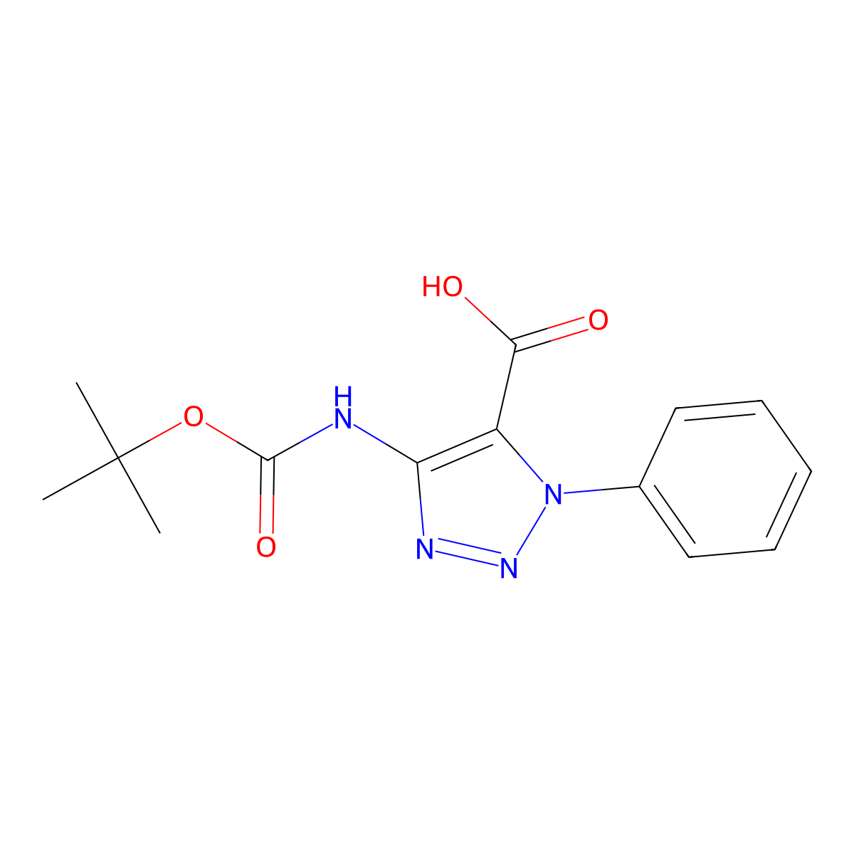 4-((tert-Butoxycarbonyl)amino)-1-phenyl-1H-1,2,3-triazole-5-carboxylic acid molecular structure, CAS 2396427-54-4