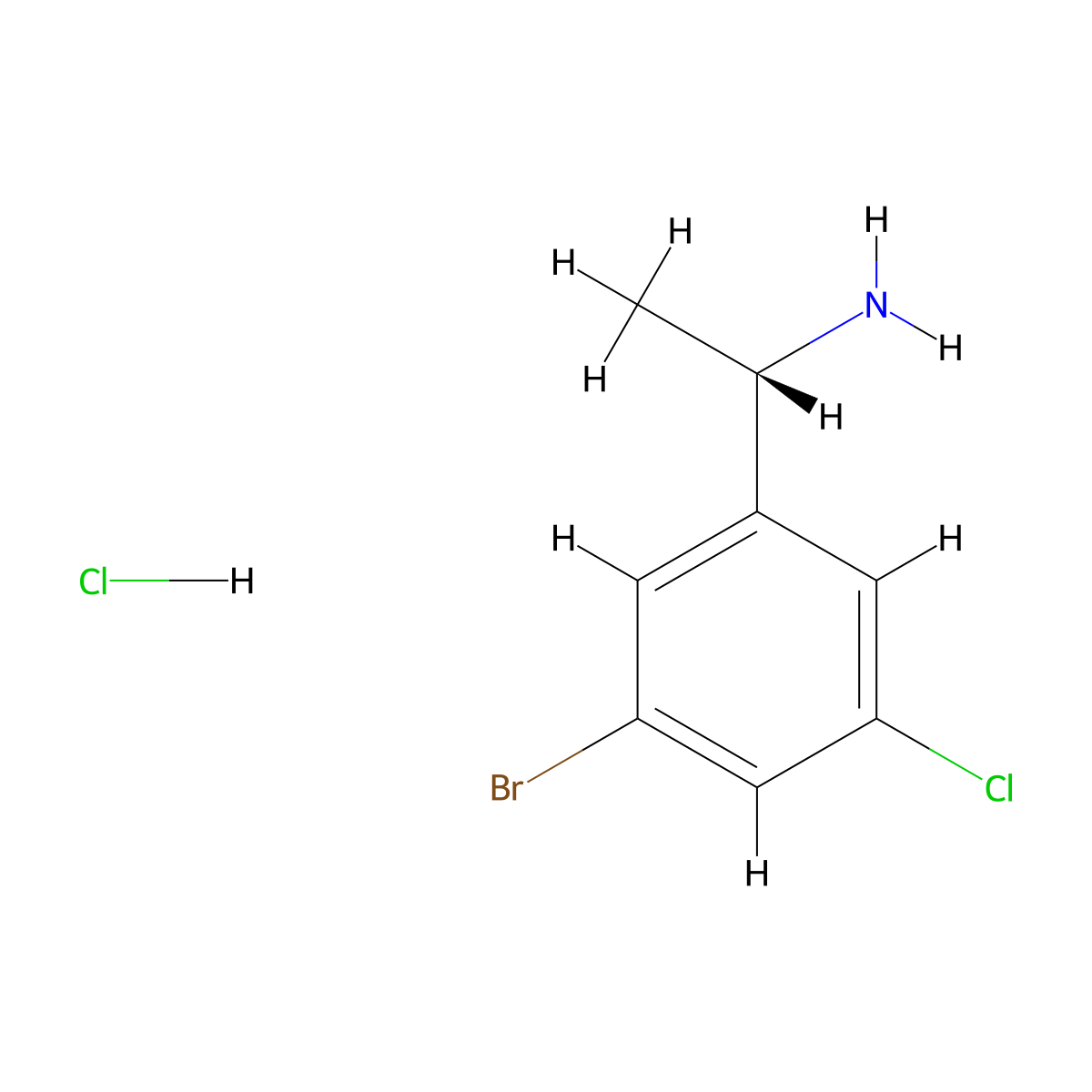 (1S)-1-(3-bromo-5-chlorophenyl)ethan-1-amine hydrochloride molecular structure, CAS 2396464-01-8
