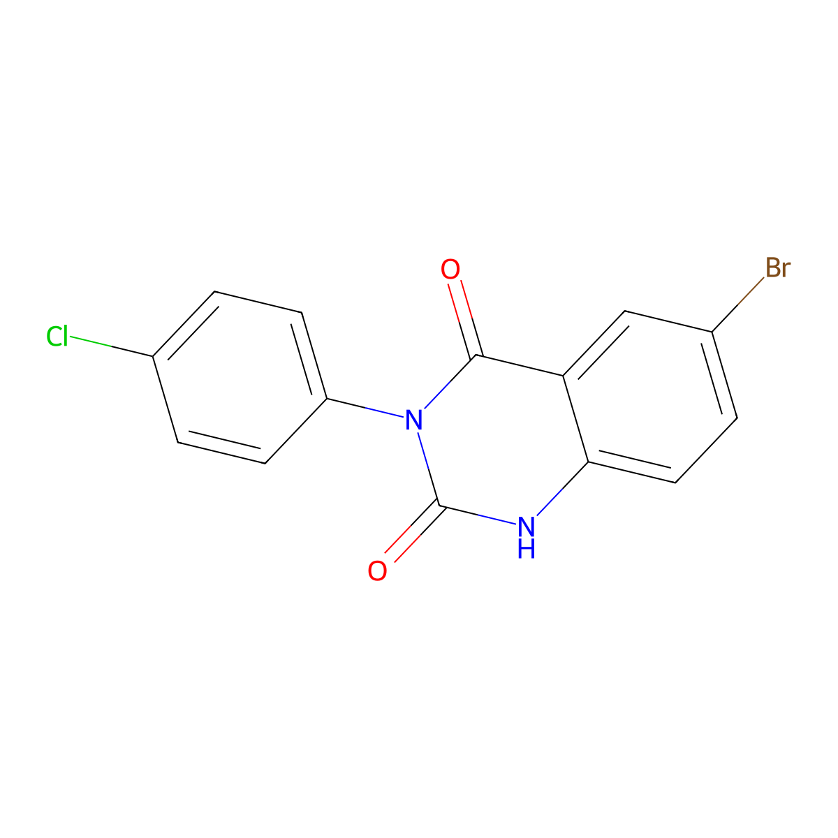 6-bromo-3-(4-chlorophenyl)quinazoline-2,4(1H,3H)-dione molecular structure, CAS 23965-02-8