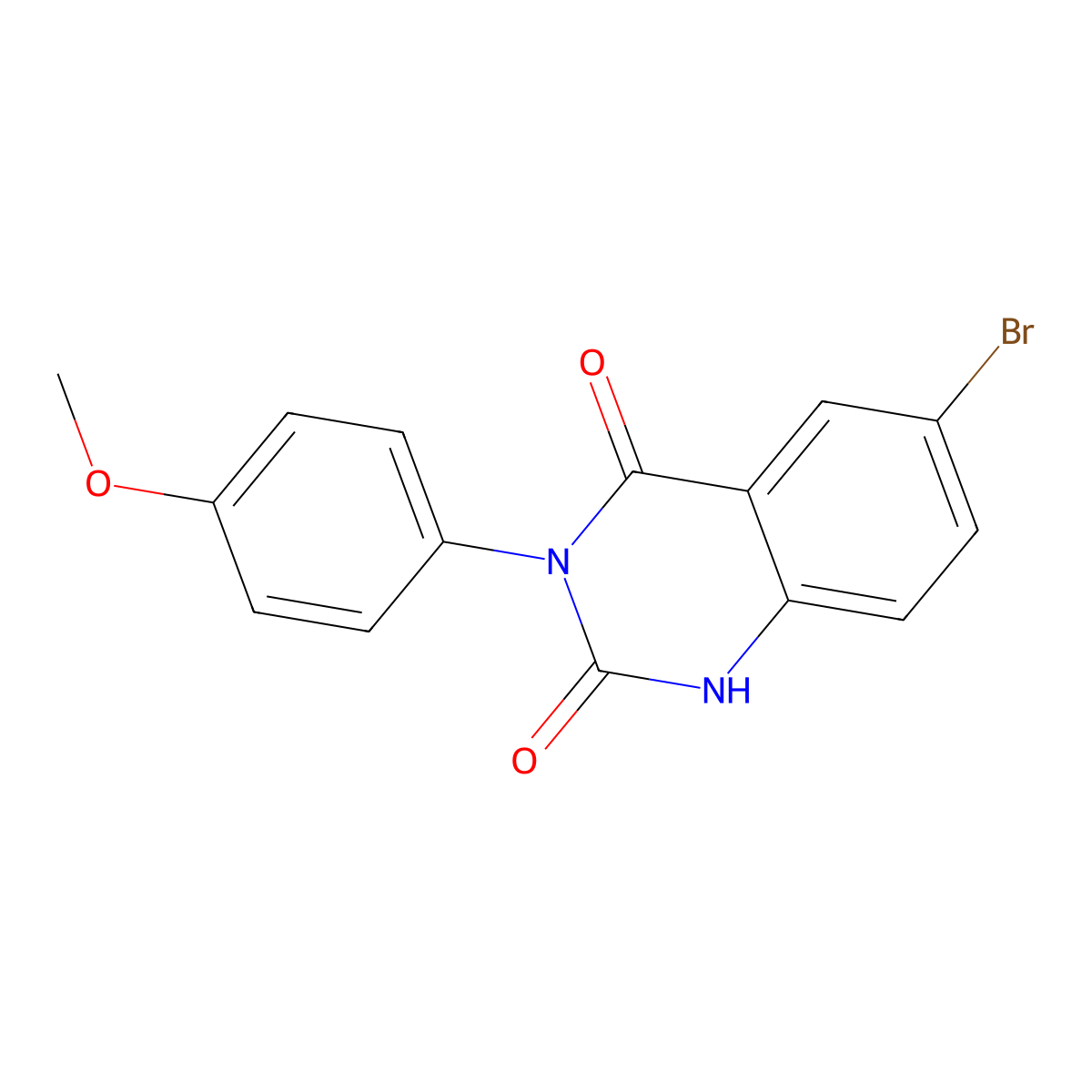 6-bromo-3-(4-methoxyphenyl)-1H-quinazoline-2,4-dione molecular structure, CAS 23965-04-0