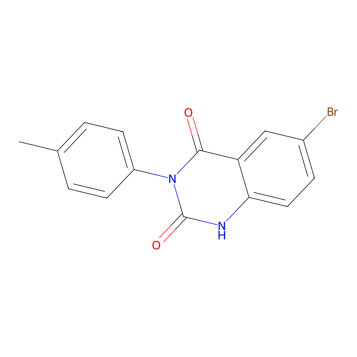 6-bromo-3-(4-methylphenyl)-1H-quinazoline-2,4-dione molecular structure, CAS 23965-09-5