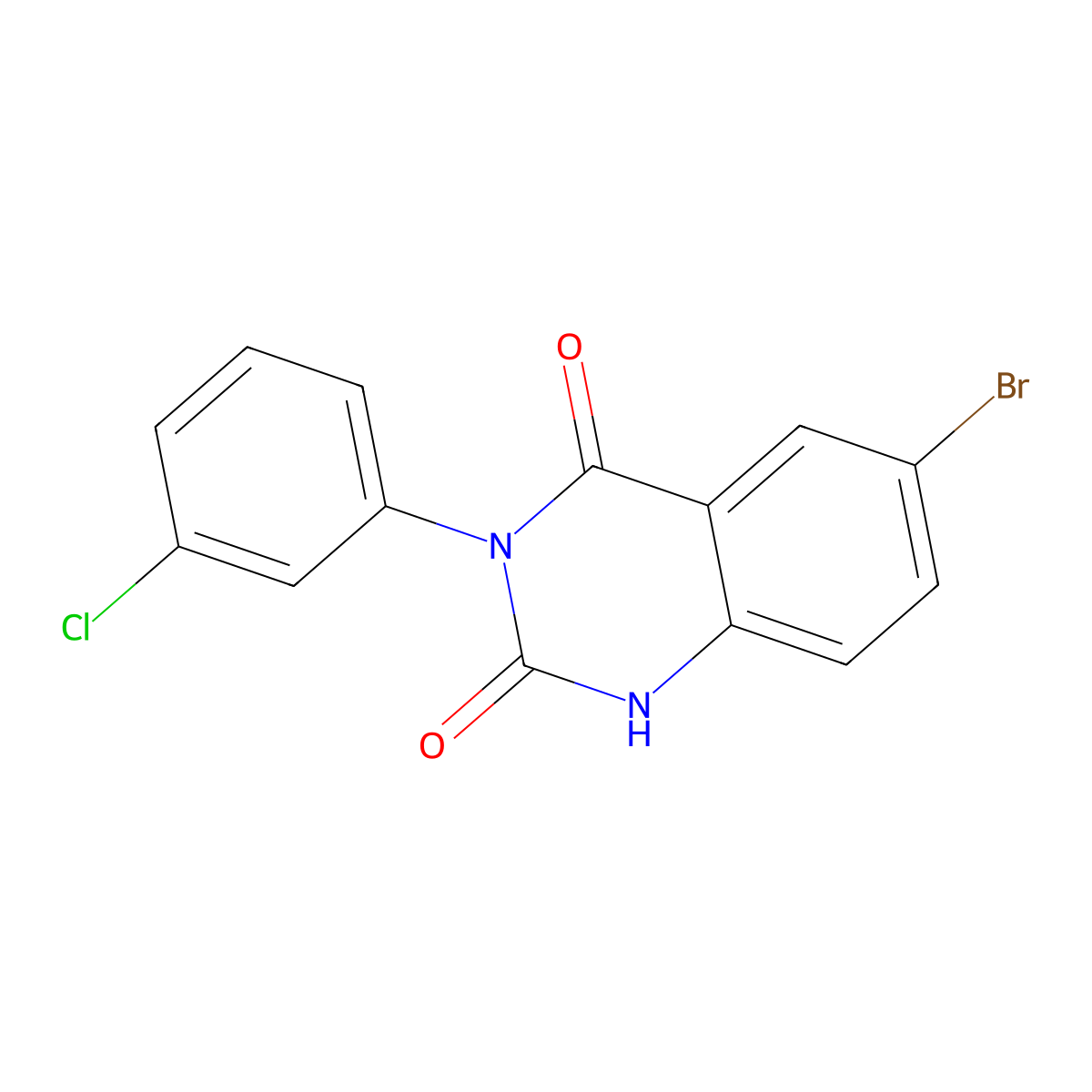 6-bromo-3-(3-chlorophenyl)quinazoline-2,4(1H,3H)-dione molecular structure, CAS 23965-10-8