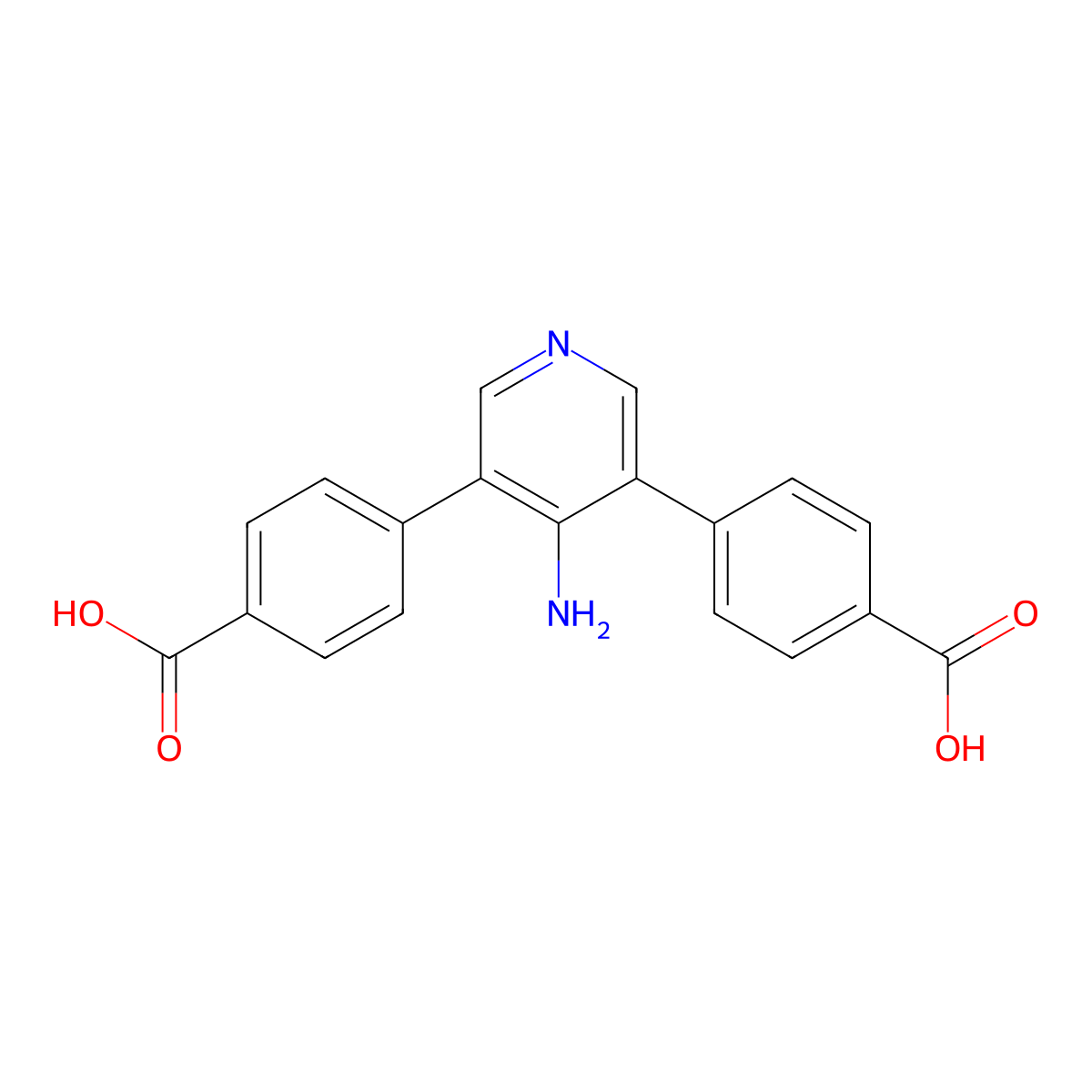 4,4'-(4-Aminopyridine-3,5-diyl)dibenzoic acid molecular structure, CAS 2396569-97-2