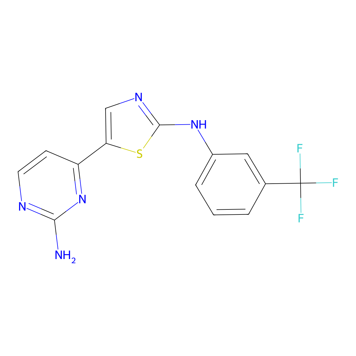 4-(2-{[3-(Trifluoromethyl)phenyl]amino}-1,3-thiazol-5-yl)pyrimidin-2-amine molecular structure, CAS 2396580-14-4