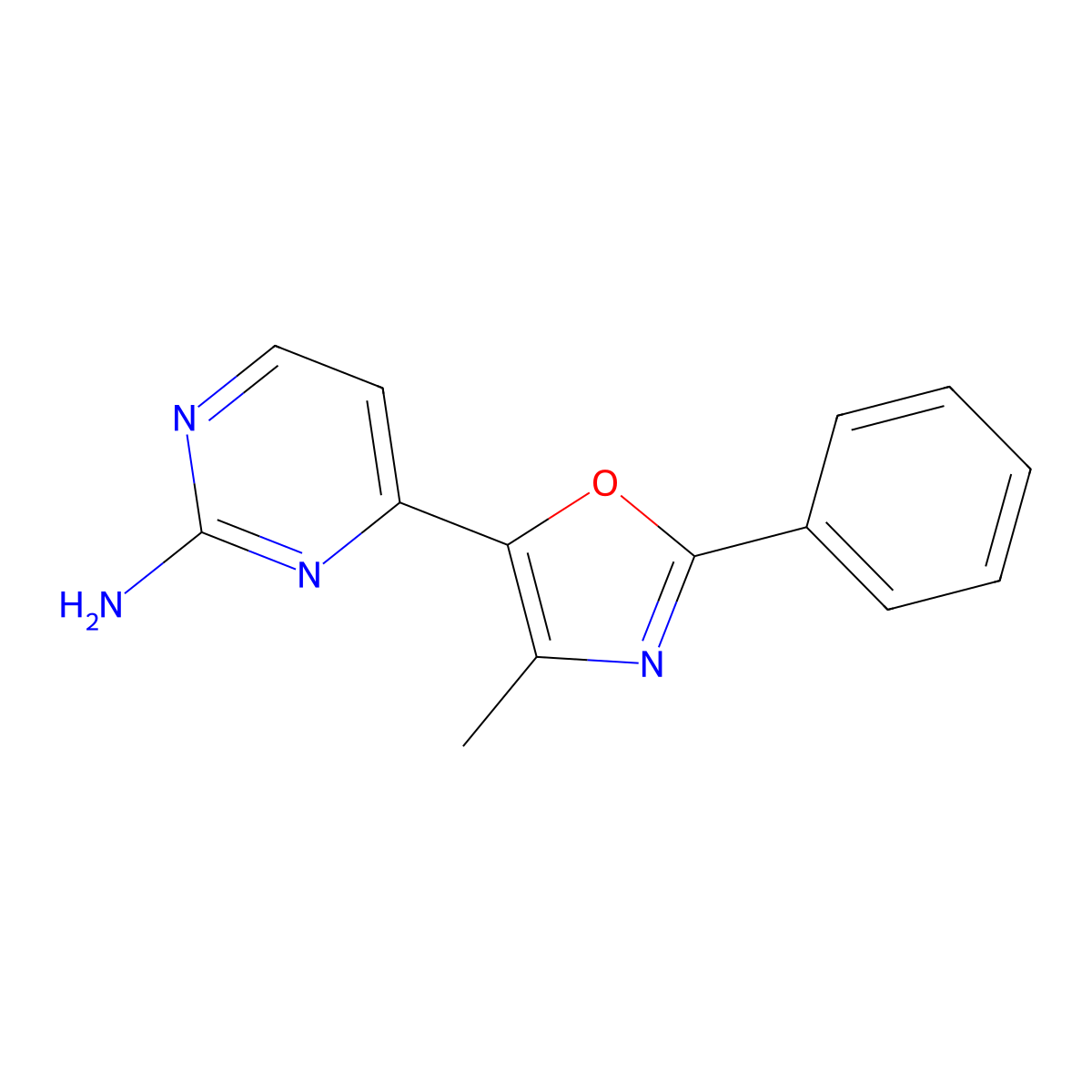 4-(4-Methyl-2-phenyl-1,3-oxazol-5-yl)pyrimidin-2-amine molecular structure, CAS 2396580-16-6