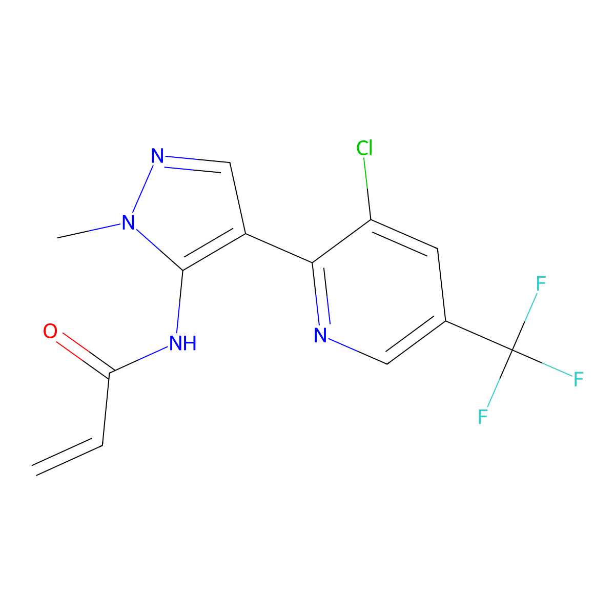 N-{4-[3-chloro-5-(trifluoromethyl)pyridin-2-yl]-1-methyl-1H-pyrazol-5-yl}prop-2-enamide molecular structure, CAS 2396580-28-0