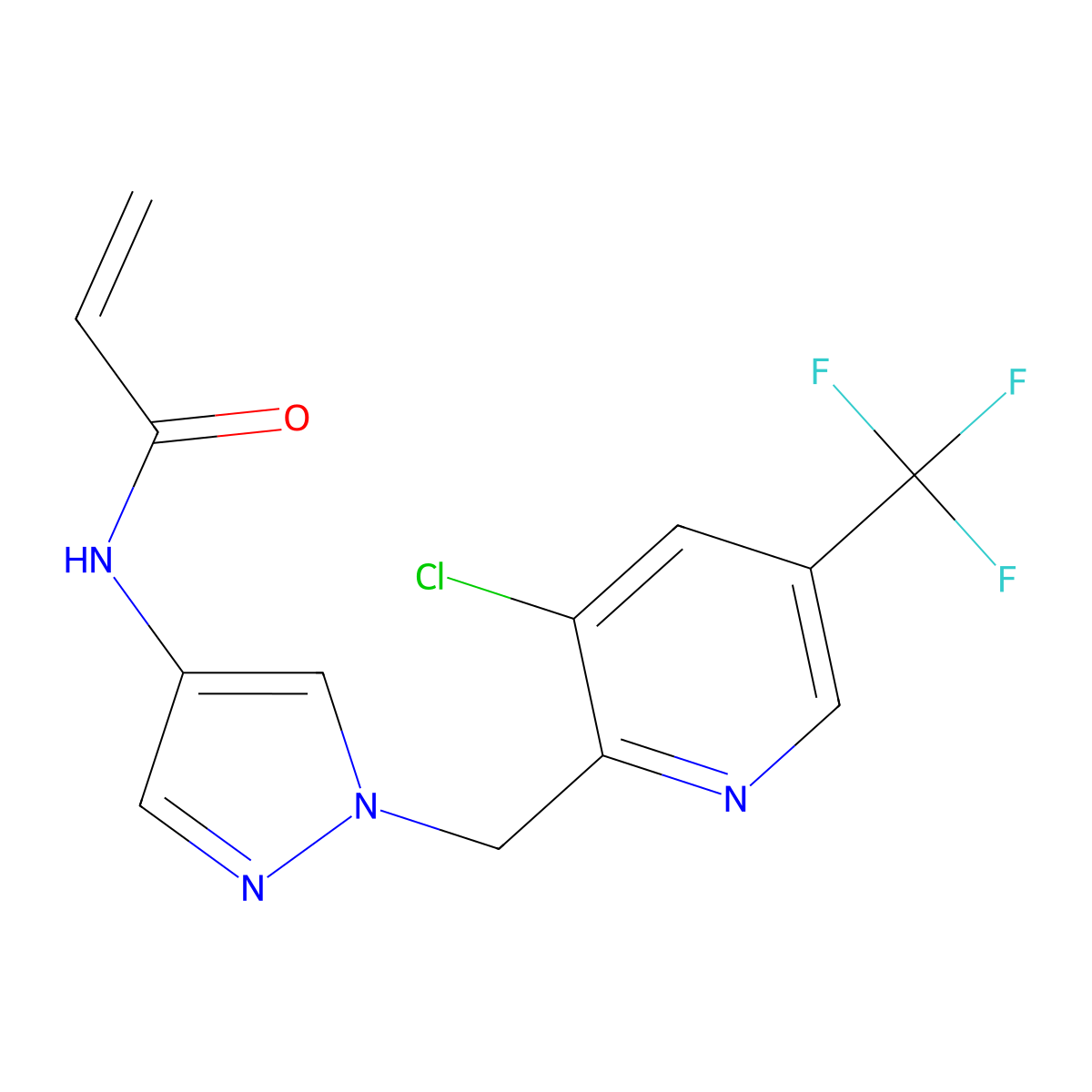 N-(1-{[3-chloro-5-(trifluoromethyl)pyridin-2-yl]methyl}-1H-pyrazol-4-yl)prop-2-enamide molecular structure, CAS 2396580-30-4