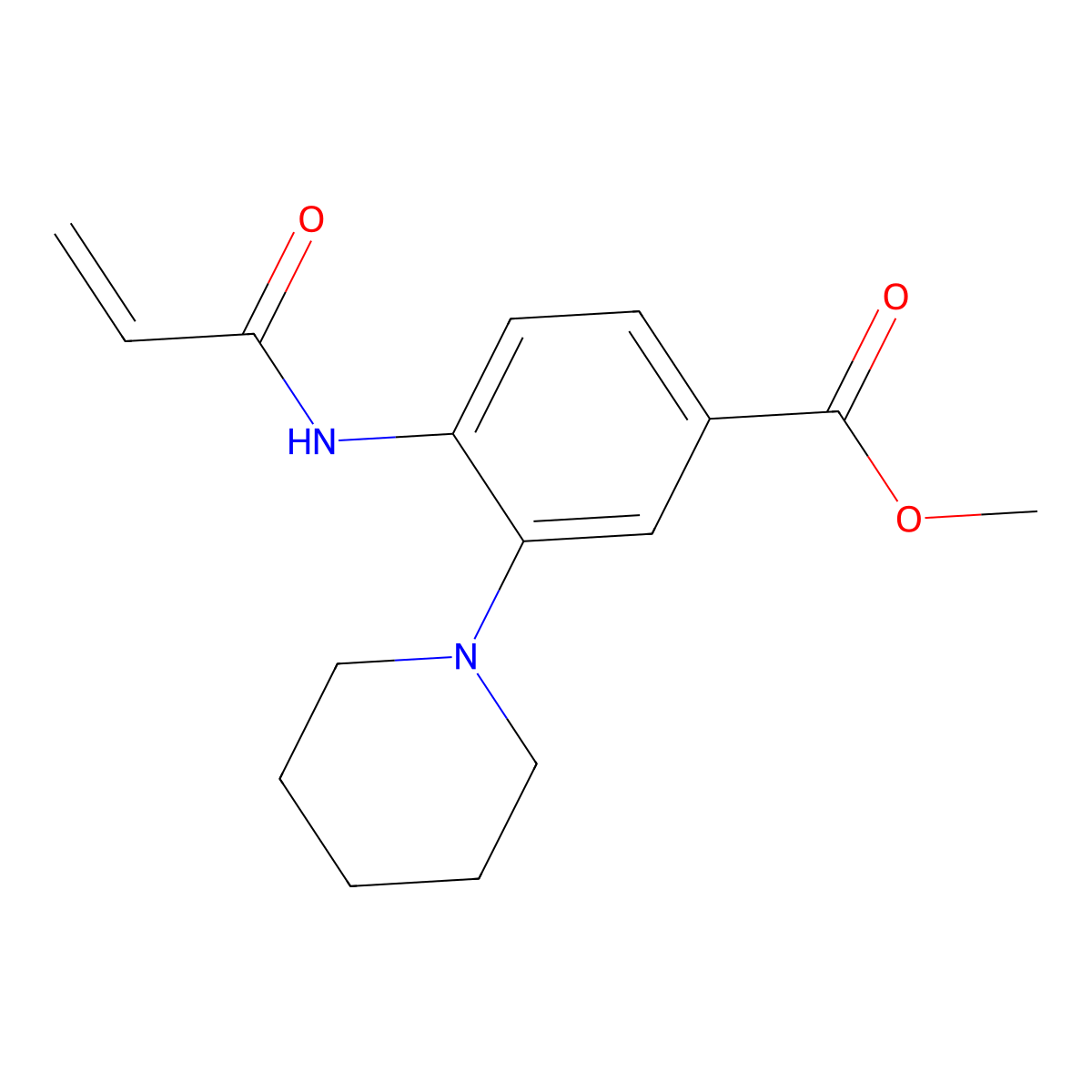 Methyl 3-(piperidin-1-yl)-4-(prop-2-enamido)benzoate molecular structure, CAS 2396580-33-7