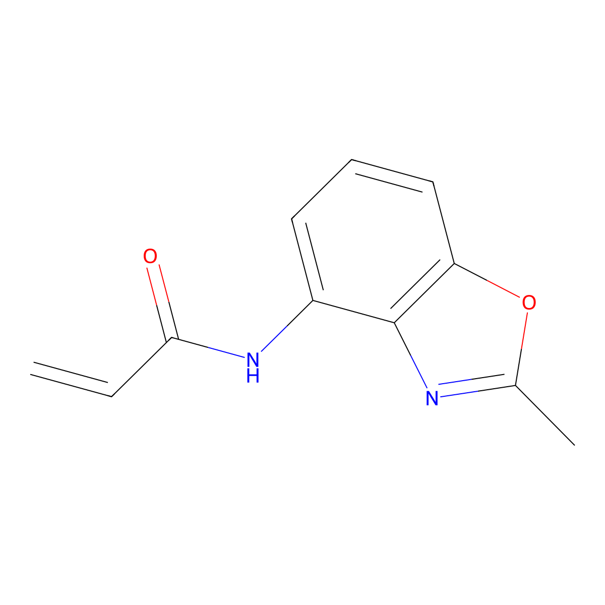 N-(2-methyl-1,3-benzoxazol-4-yl)prop-2-enamide molecular structure, CAS 2396580-36-0