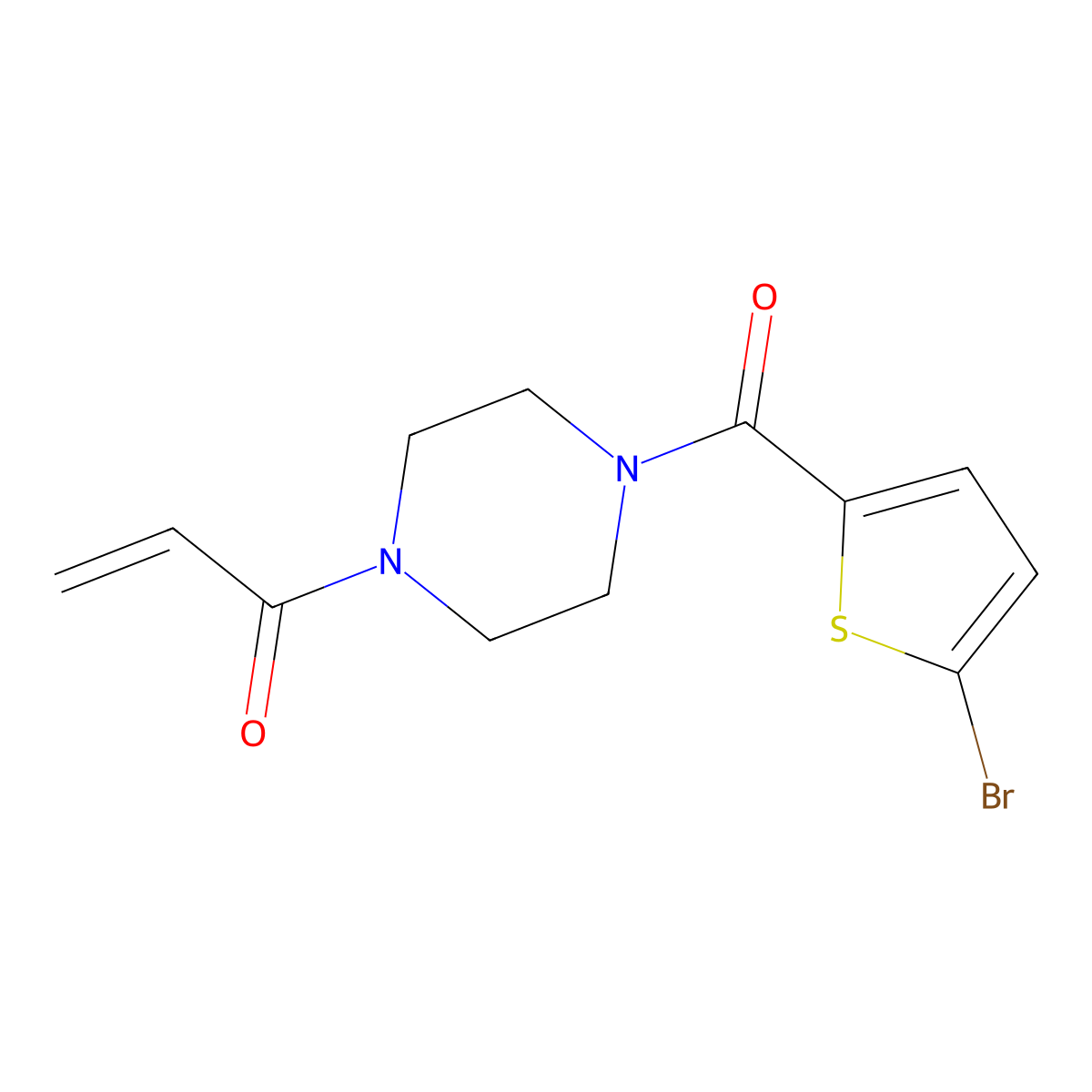 1-[4-(5-Bromothiophene-2-carbonyl)piperazin-1-yl]prop-2-en-1-one molecular structure, CAS 2396580-55-3