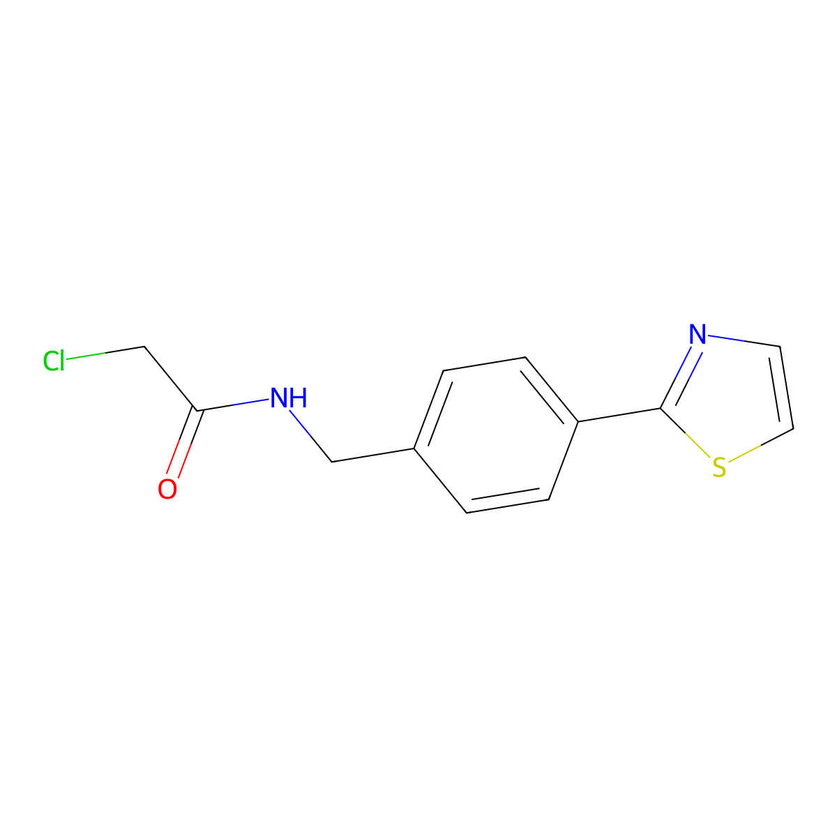 2-chloro-N-{[4-(1,3-thiazol-2-yl)phenyl]methyl}acetamide molecular structure, CAS 2396580-58-6