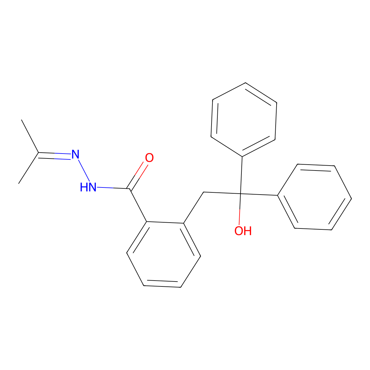 2-(2-hydroxy-2,2-diphenylethyl)-N-(propan-2-ylideneamino)benzamide molecular structure, CAS 23966-61-2