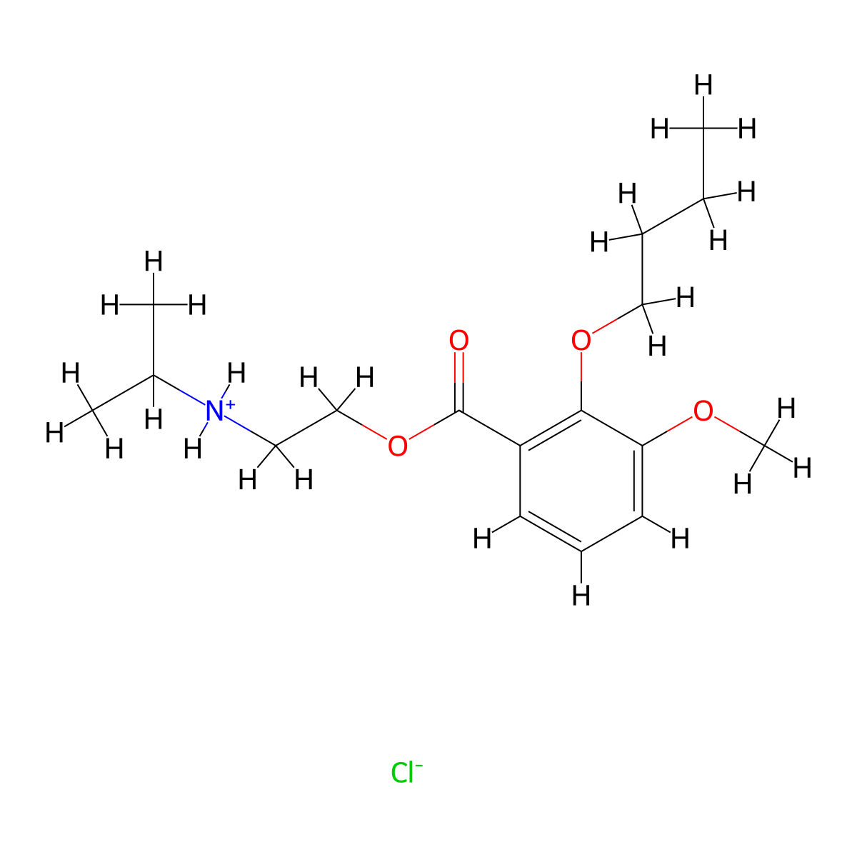 Benzoic acid, 2-butoxy-3-methoxy-, 2-(isopropylamino)ethyl ester, hydrochloride molecular structure, CAS 23966-71-4