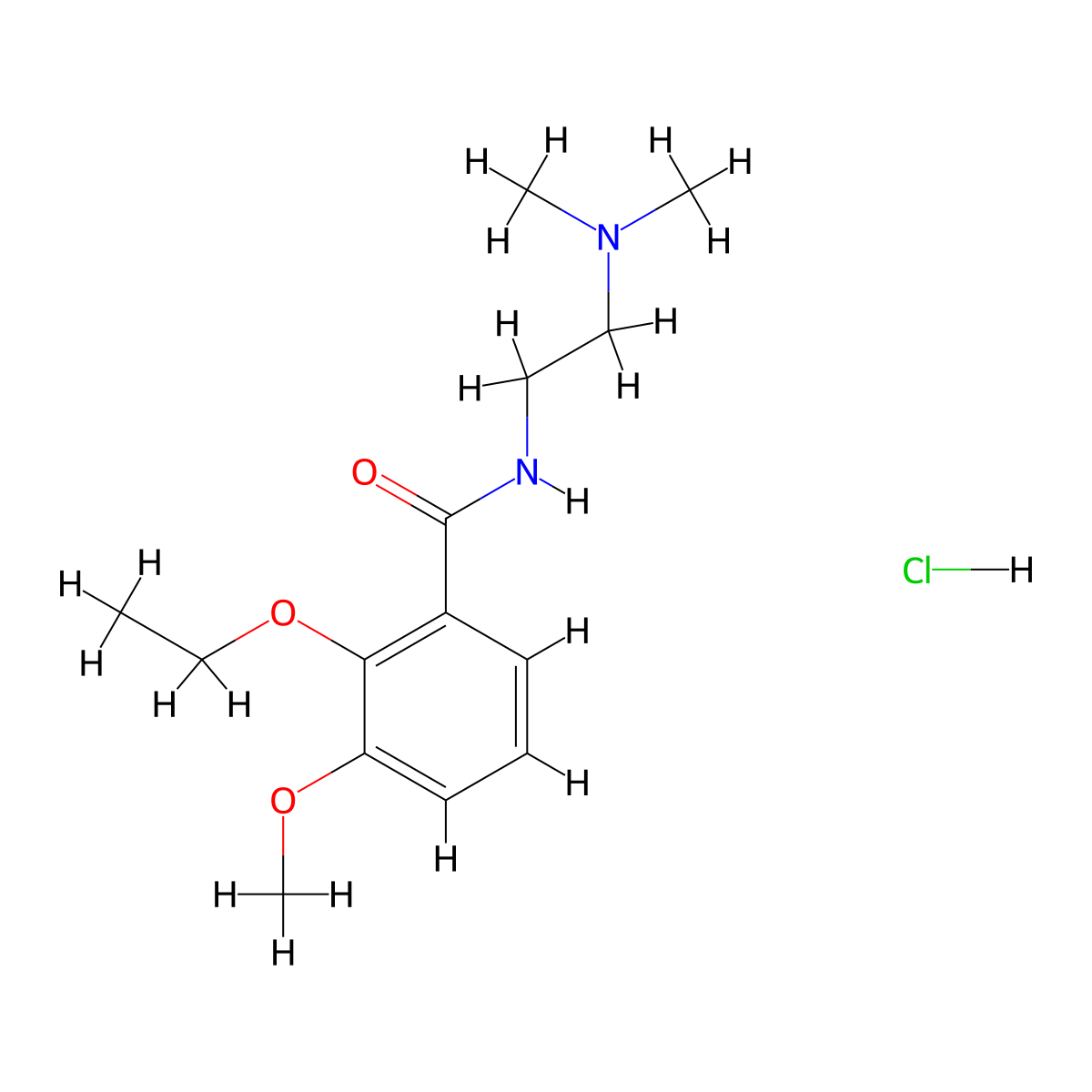 Benzamide, N-(2-dimethylaminoethyl)-2-ethoxy-3-methoxy-, hydrochloride molecular structure, CAS 23966-72-5