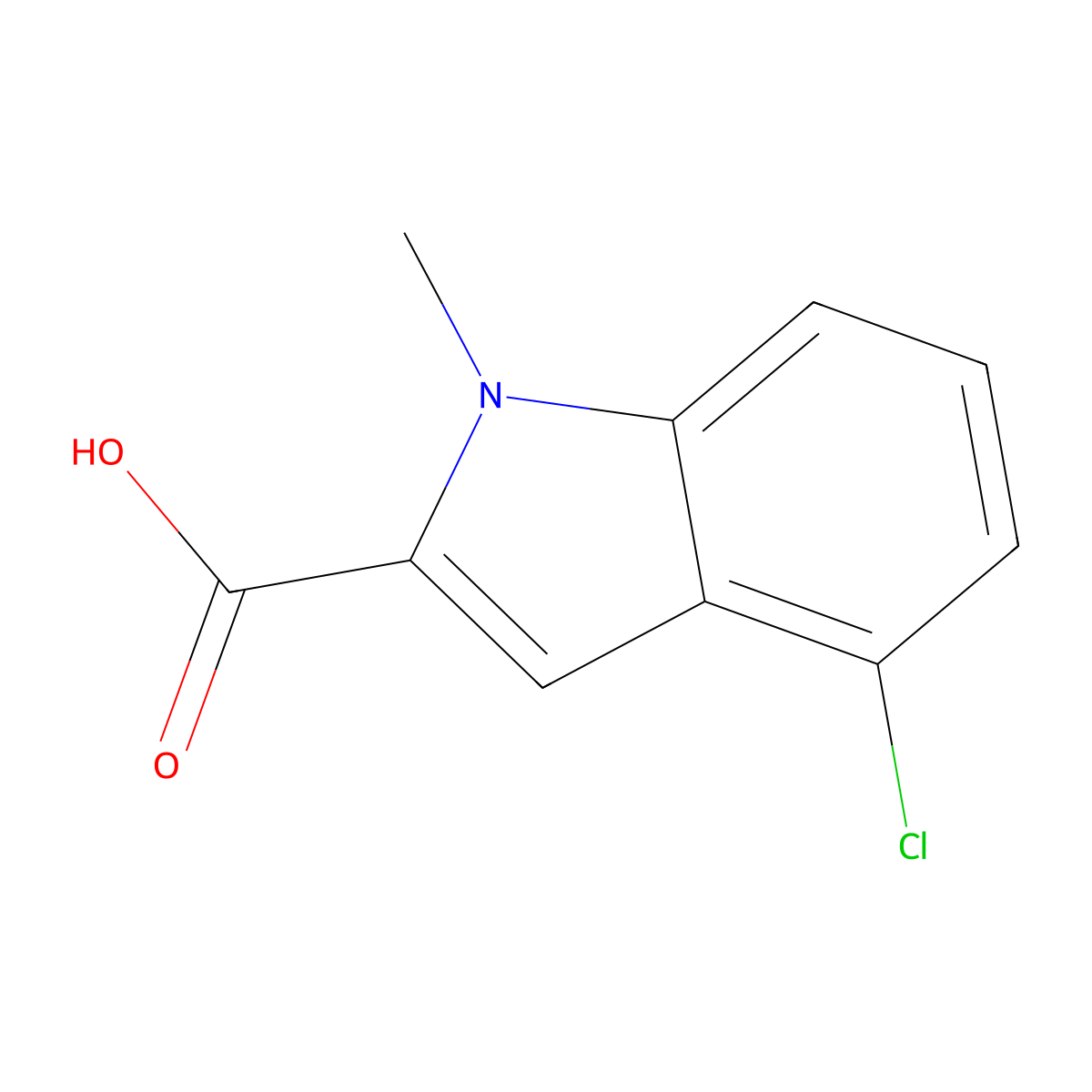 4-Chloro-1-methyl-1H-indole-2-carboxylic acid molecular structure, CAS 23967-44-4