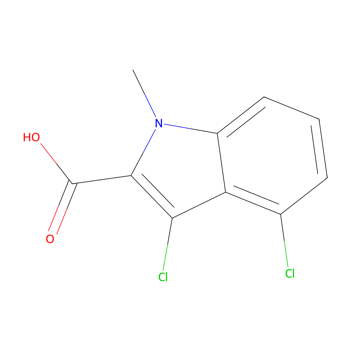 3,4-Dichloro-1-methyl-1H-indole-2-carboxylic acid molecular structure, CAS 23967-45-5