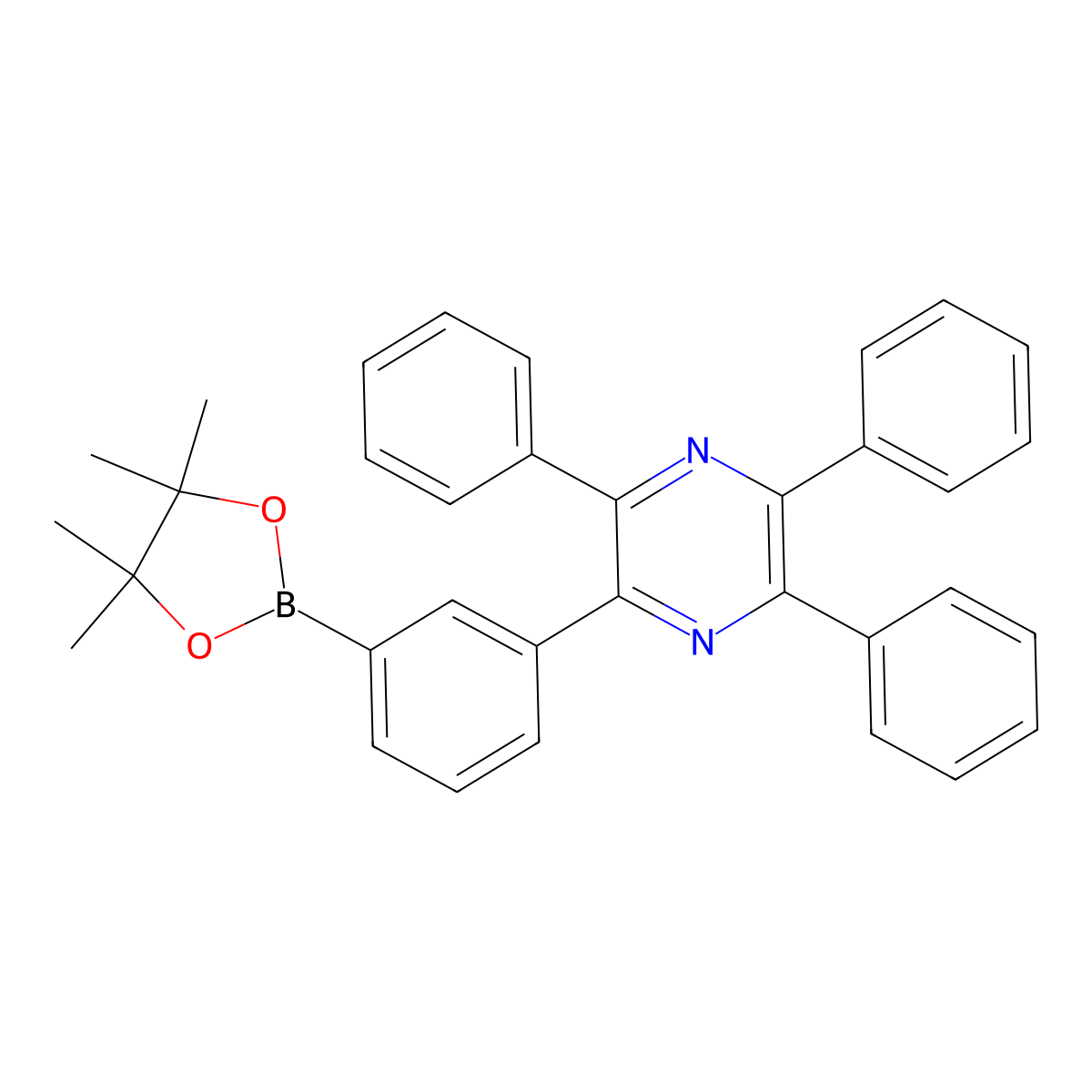 2,3,5-Triphenyl-6-(3-(4,4,5,5-tetramethyl-1,3,2-dioxaborolan-2-yl)phenyl)pyrazine molecular structure, CAS 2396743-64-7