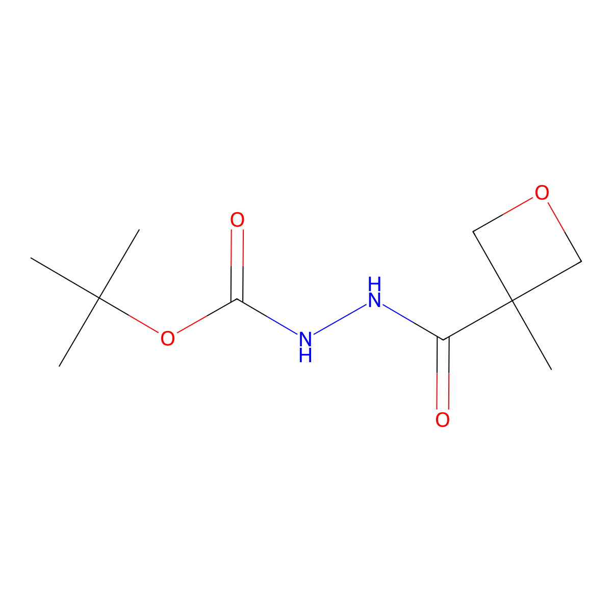 tert-butyl N-[(3-methyloxetane-3-carbonyl)amino]carbamate molecular structure, CAS 2396752-53-5
