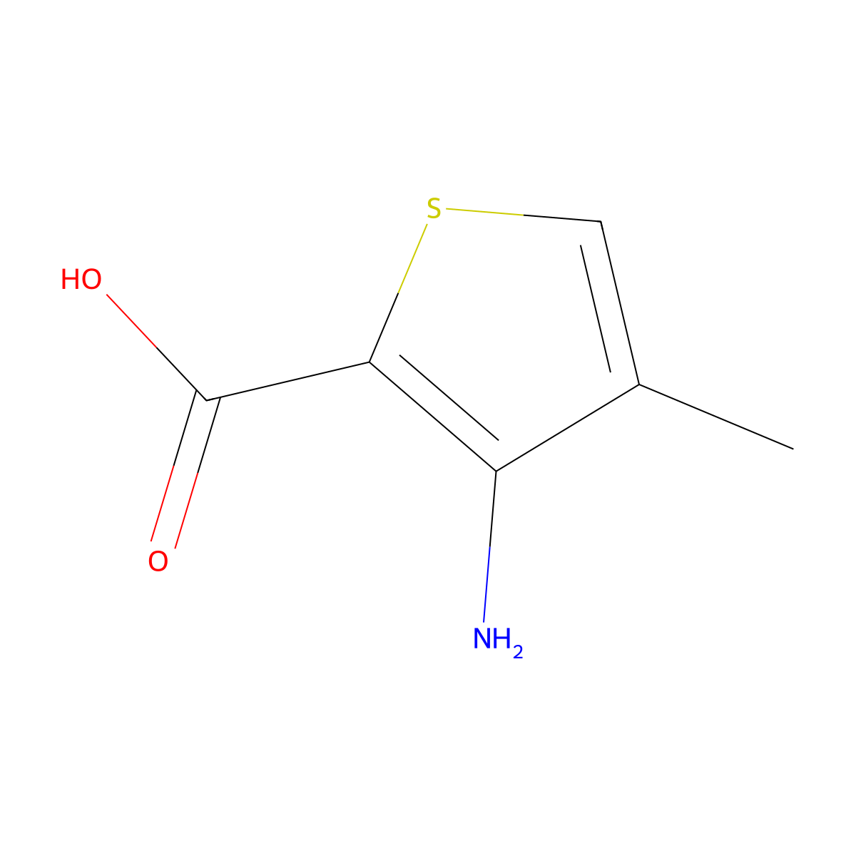 3-Amino-4-methylthiophene-2-carboxylic acid molecular structure, CAS 23968-18-5