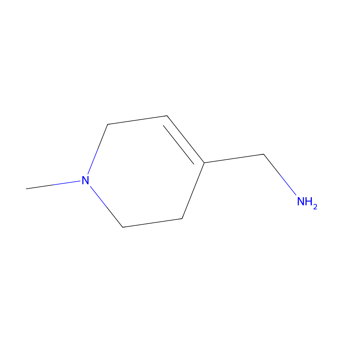 (1-Methyl-1,2,3,6-tetrahydropyridin-4-yl)methanamine molecular structure, CAS 23969-87-1
