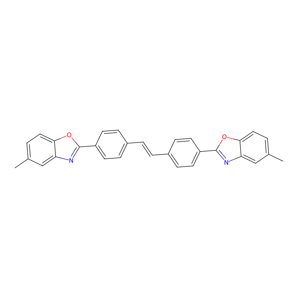 1,2-Bis(4-(5-methylbenzo[d]oxazol-2-yl)phenyl)ethene molecular structure, CAS 2397-00-4