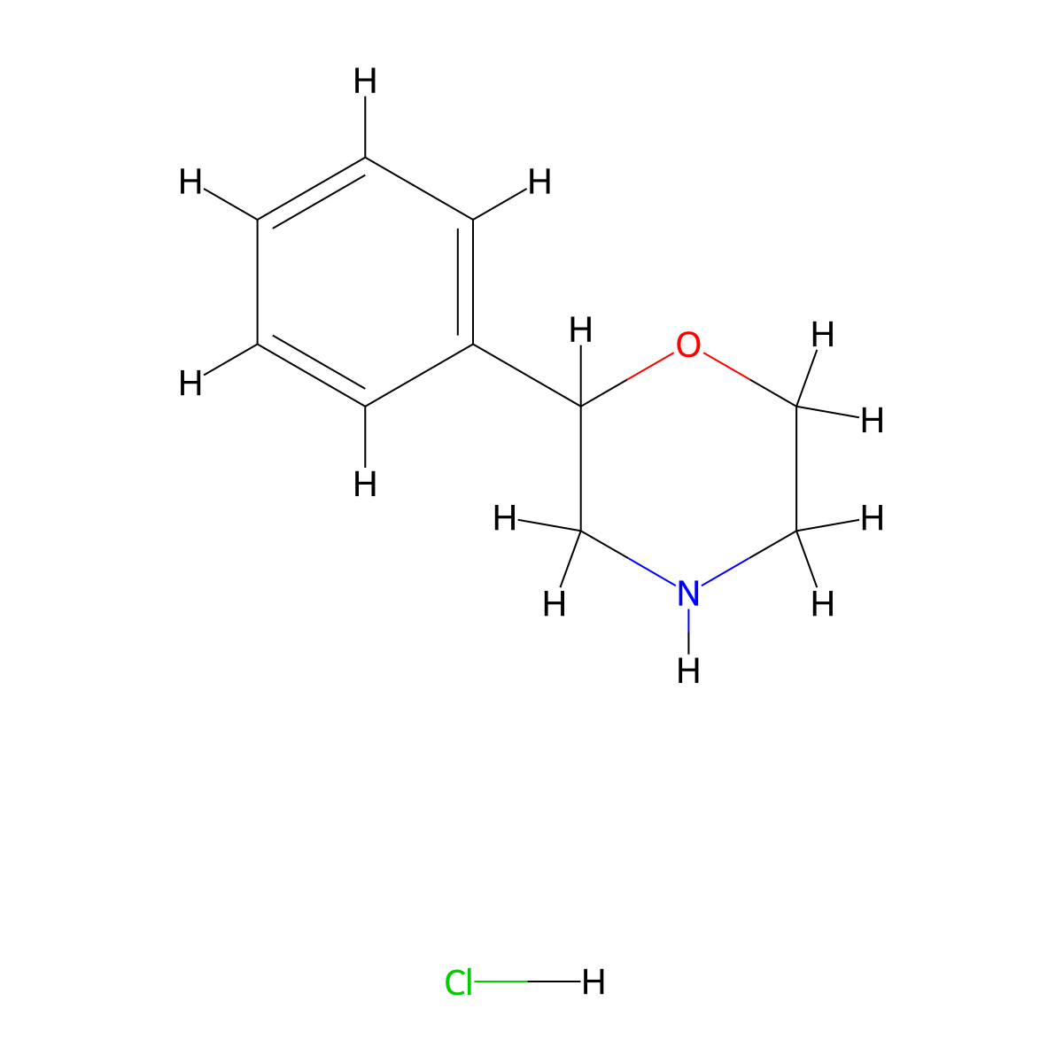 2-Phenylmorpholine hydrochloride molecular structure, CAS 23972-42-1