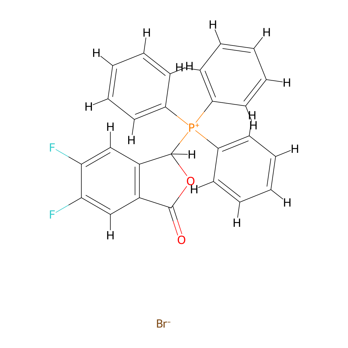 (5,6-Difluoro-3-oxo-1,3-dihydroisobenzofuran-1-yl)triphenylphosphonium bromide molecular structure, CAS 2397540-69-9
