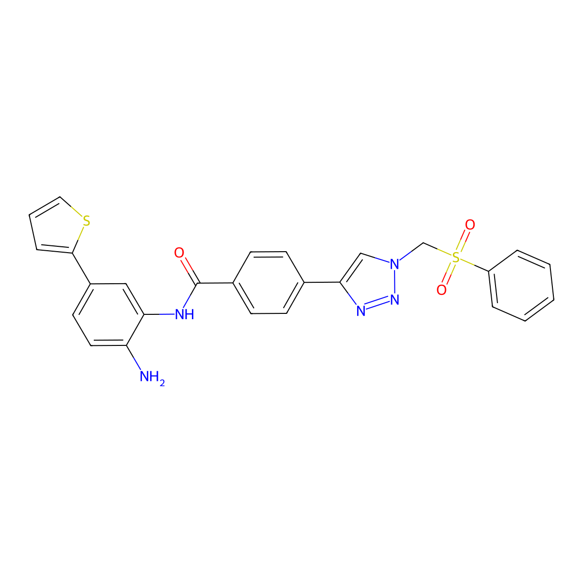 N-(2-amino-5-thiophen-2-ylphenyl)-4-[1-(benzenesulfonylmethyl)triazol-4-yl]benzamide molecular structure, CAS 2397562-43-3