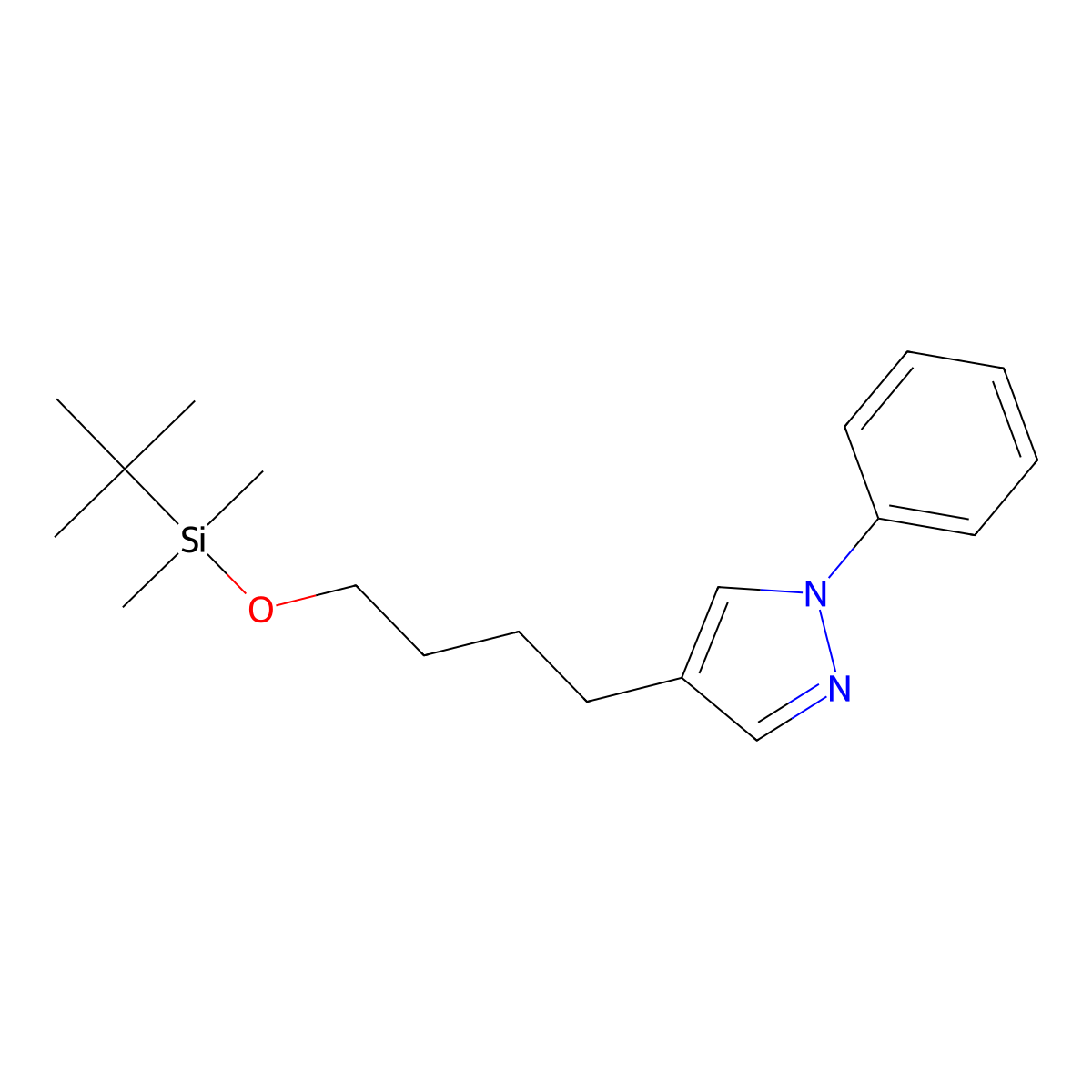 4-(4-((tert-butyldimethylsilyl)oxy)butyl)-1-phenyl-1H-pyrazole molecular structure, CAS 2397592-98-0