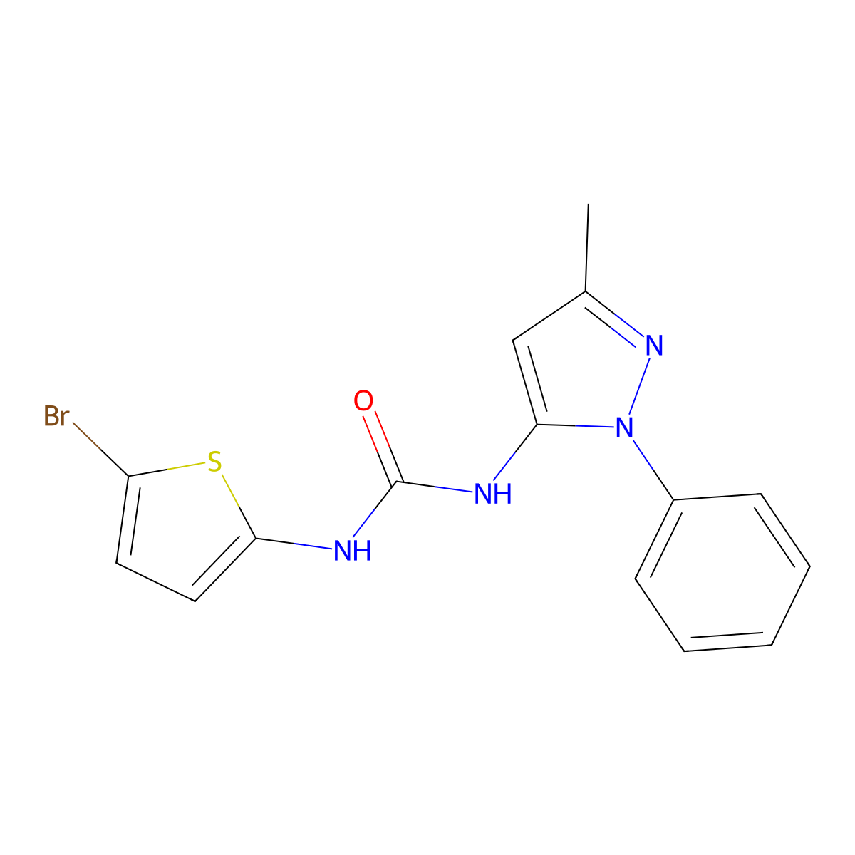 1-(5-Bromothiophen-2-yl)-3-(5-methyl-2-phenylpyrazol-3-yl)urea molecular structure, CAS 2397594-21-5