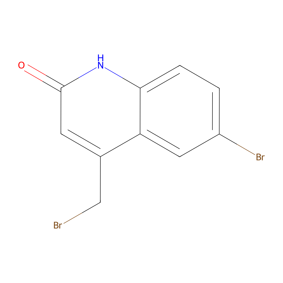 6-Bromo-4-(bromomethyl)quinolin-2(1H)-one molecular structure, CAS 23976-54-7