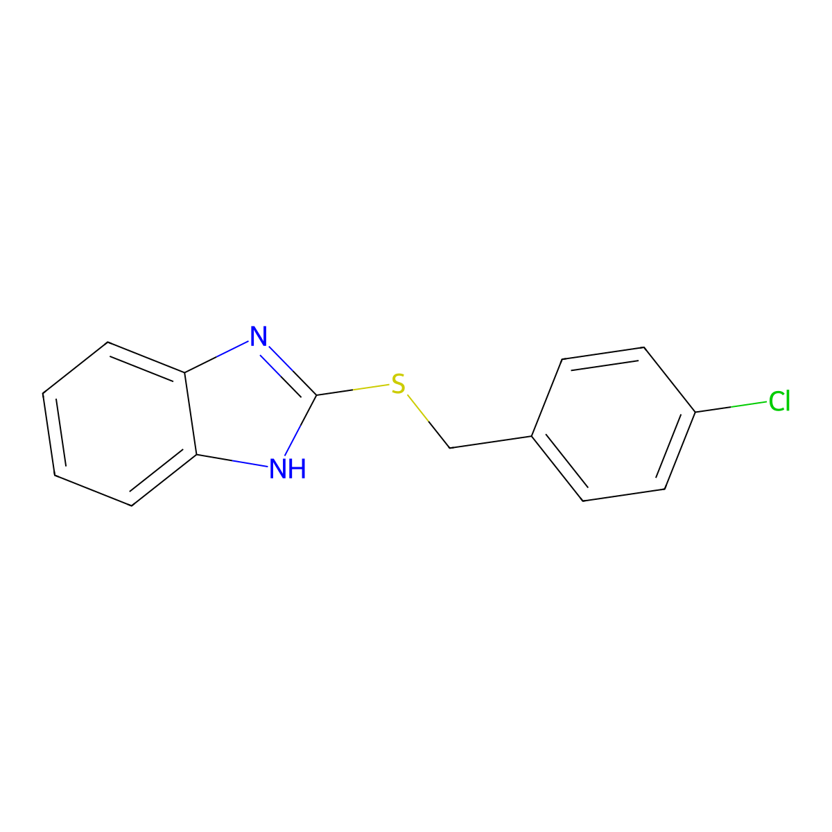 2-(((4-Chlorophenyl)methyl)thio)-1H-benzimidazole molecular structure, CAS 23976-76-3