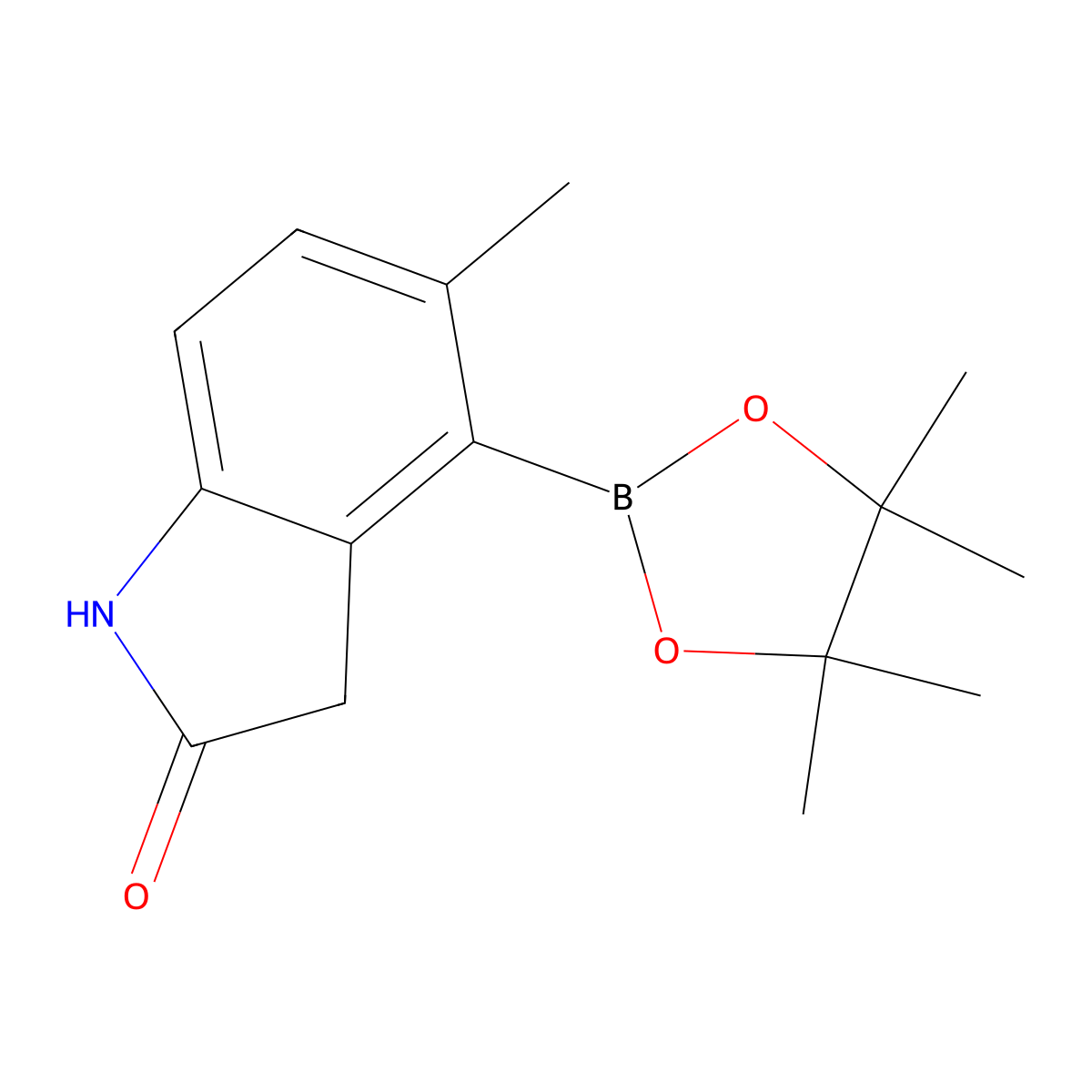 5-methyl-4-(4,4,5,5-tetramethyl-1,3,2-dioxaborolan-2-yl)-2,3-dihydro-1H-indol-2-one molecular structure, CAS 2397623-83-3