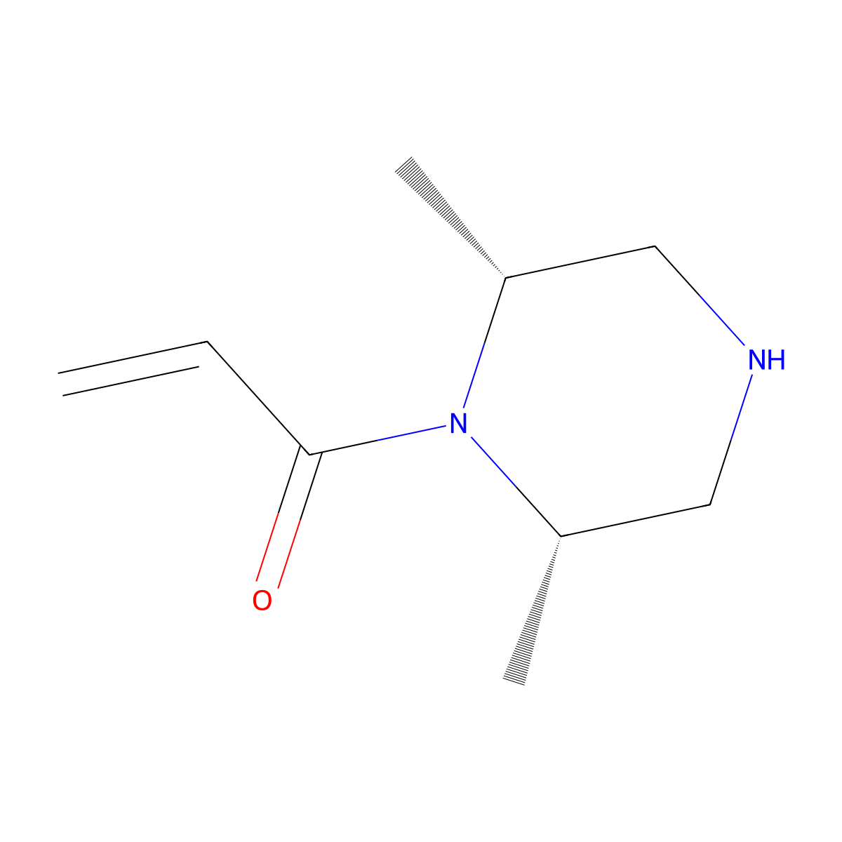 Rel-1-((2R,6S)-2,6-dimethylpiperazin-1-yl)prop-2-en-1-one molecular structure, CAS 2397624-13-2
