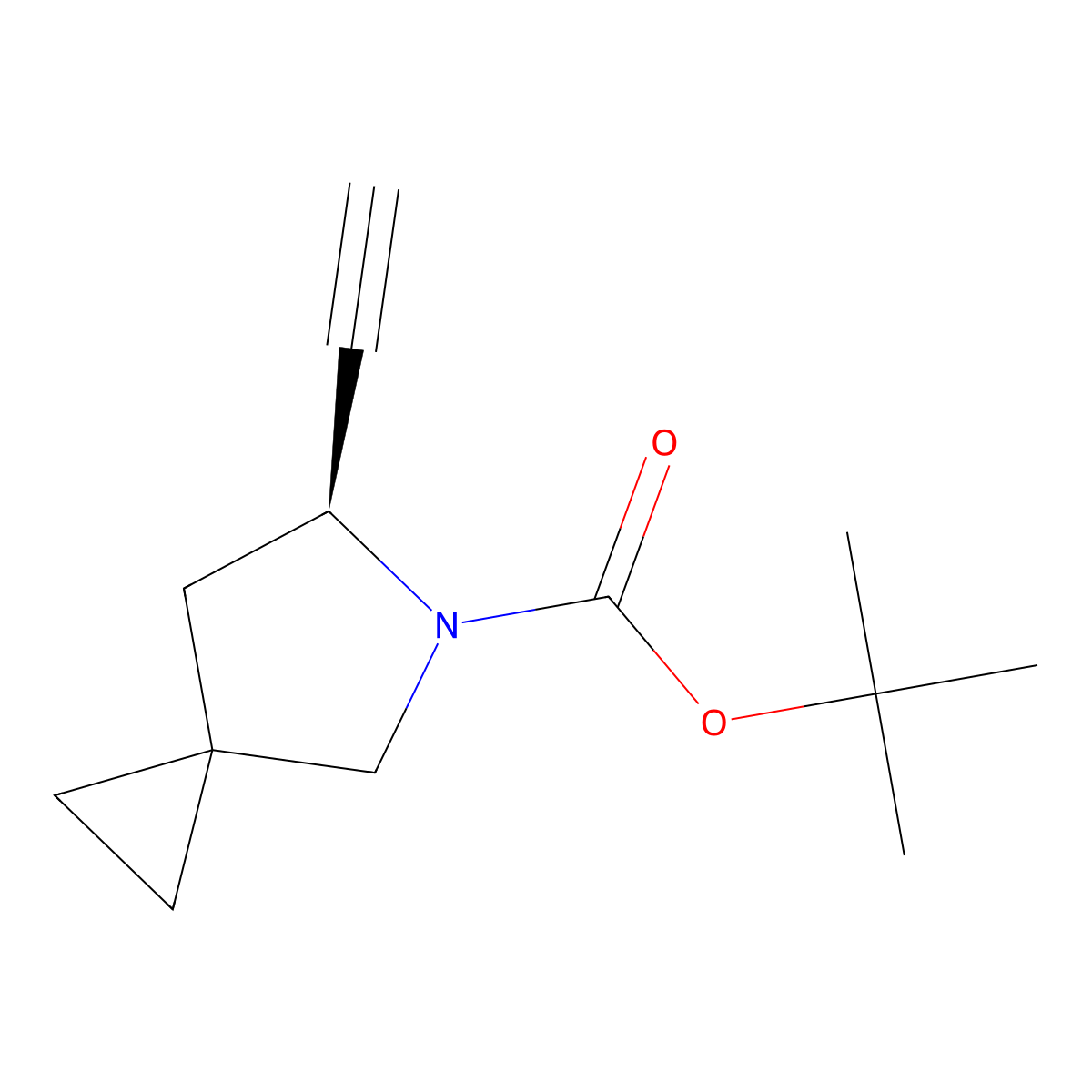 tert-butyl (6S)-6-ethynyl-5-azaspiro[2.4]heptane-5-carboxylate molecular structure, CAS 2397731-29-0