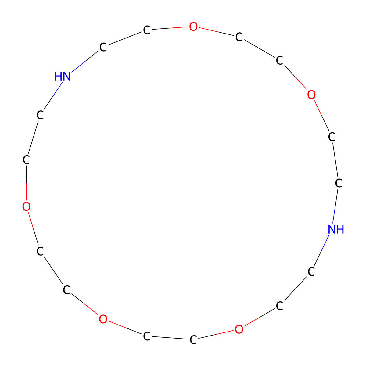 1,4,7,13,16-Pentaoxa-10,19-diazacyclohenicosane molecular structure, CAS 23978-10-1