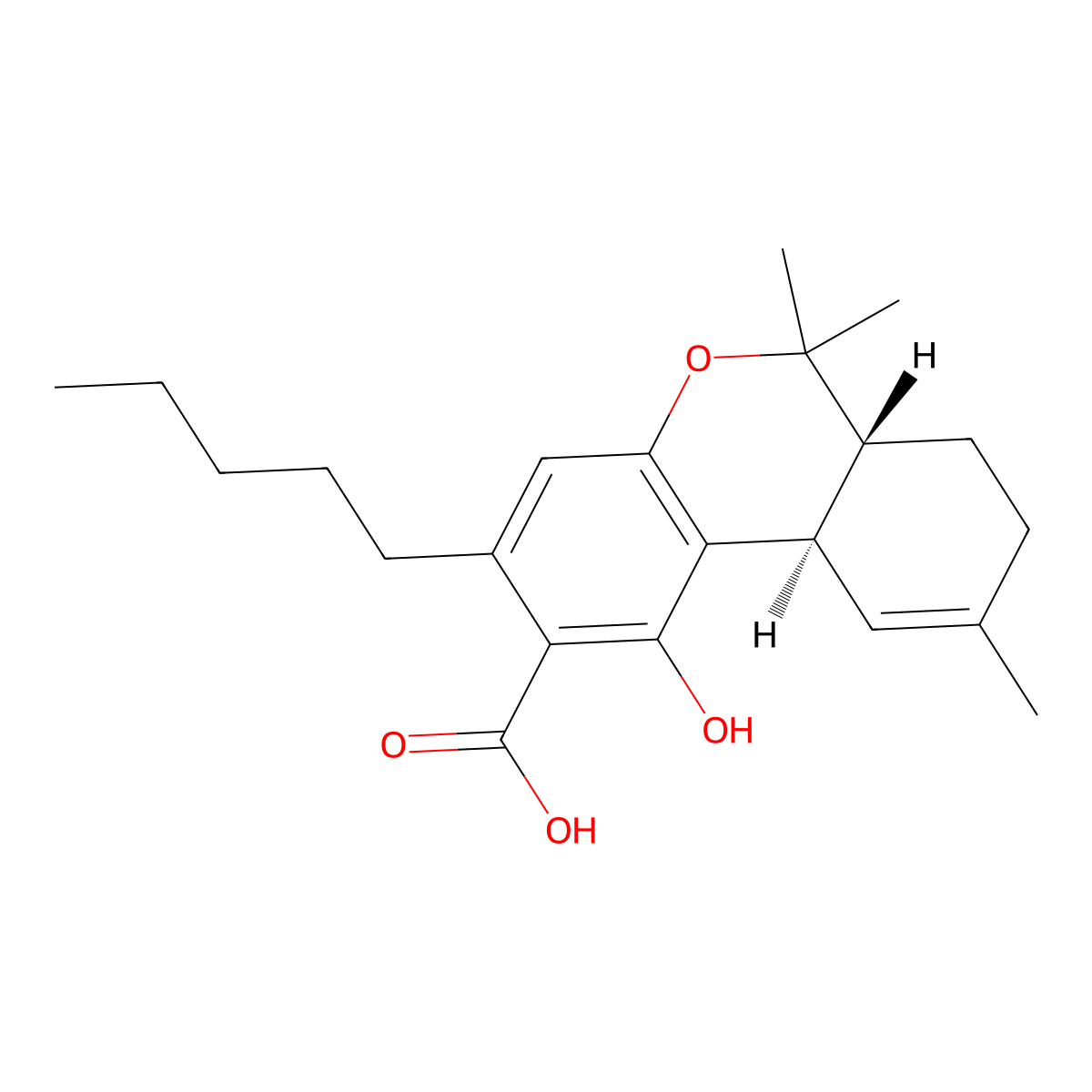 delta9-Tetrahydrocannabinolic acid molecular structure, CAS 23978-85-0