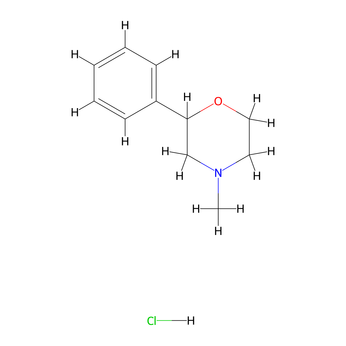 4-Methyl-2-phenylmorpholine hcl molecular structure, CAS 23980-49-6