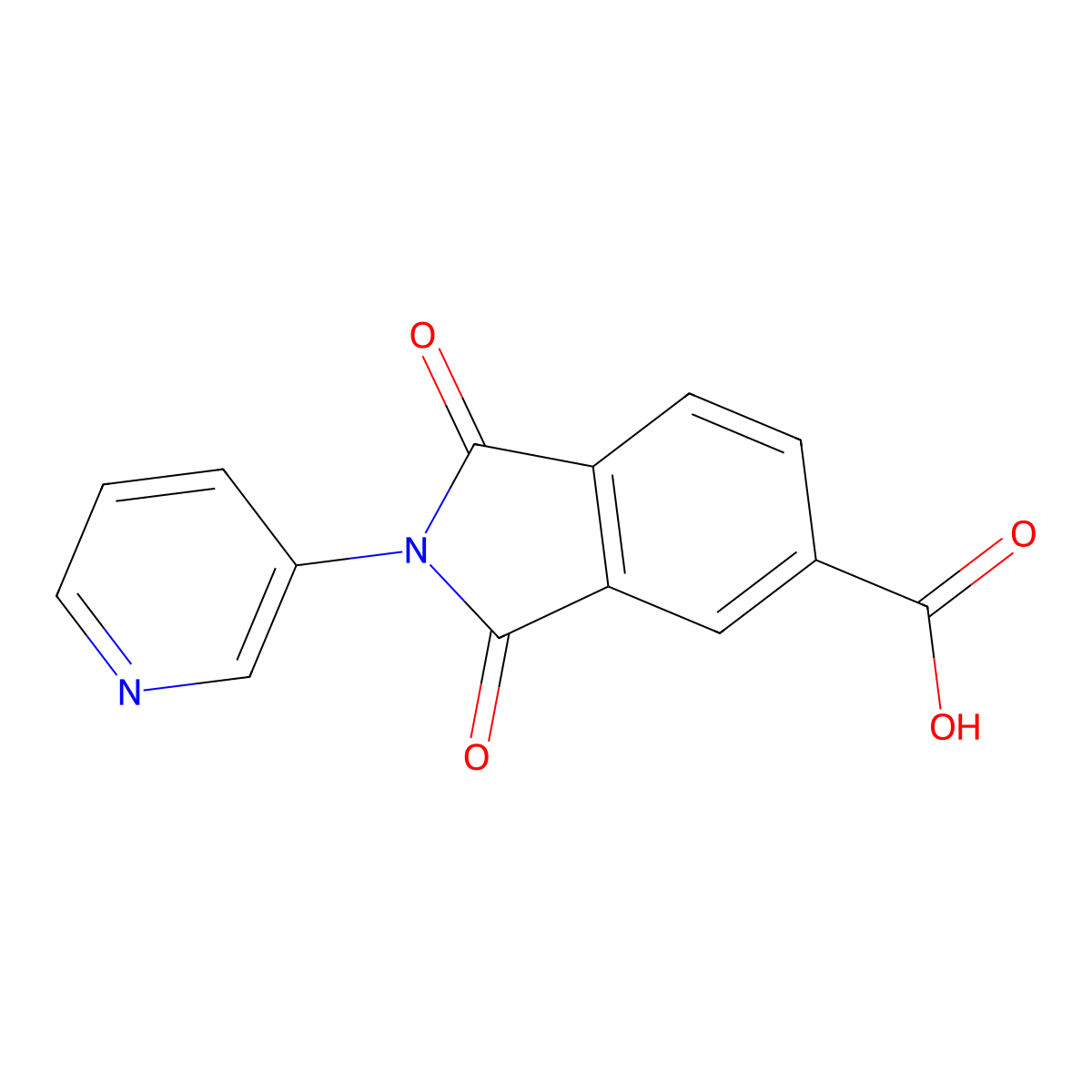 1,3-dioxo-2-(pyridin-3-yl)-2,3-dihydro-1H-isoindole-5-carboxylic acid molecular structure, CAS 239807-67-1