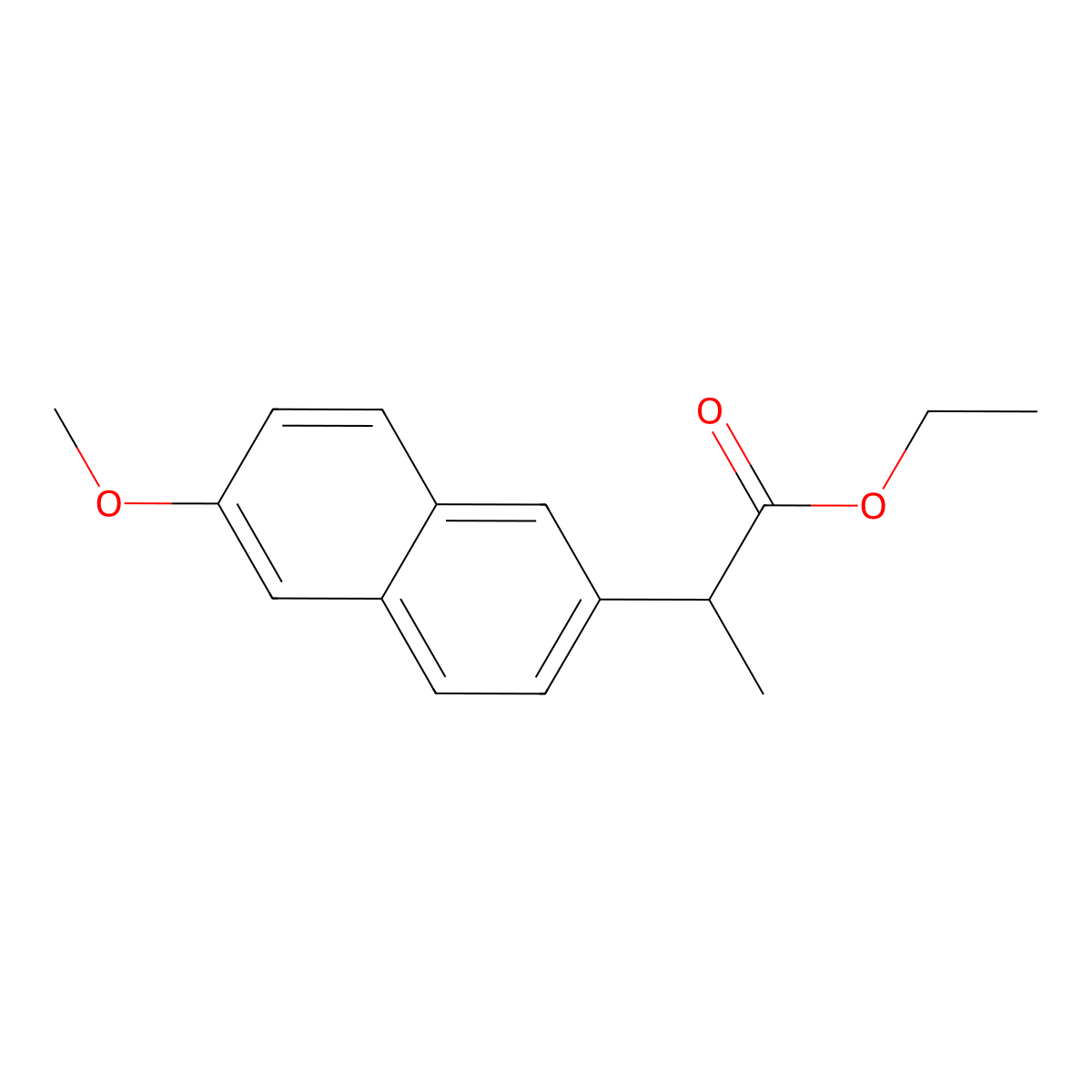 Ethyl 2-(6-methoxynaphthalen-2-yl)propanoate molecular structure, CAS 23981-88-6