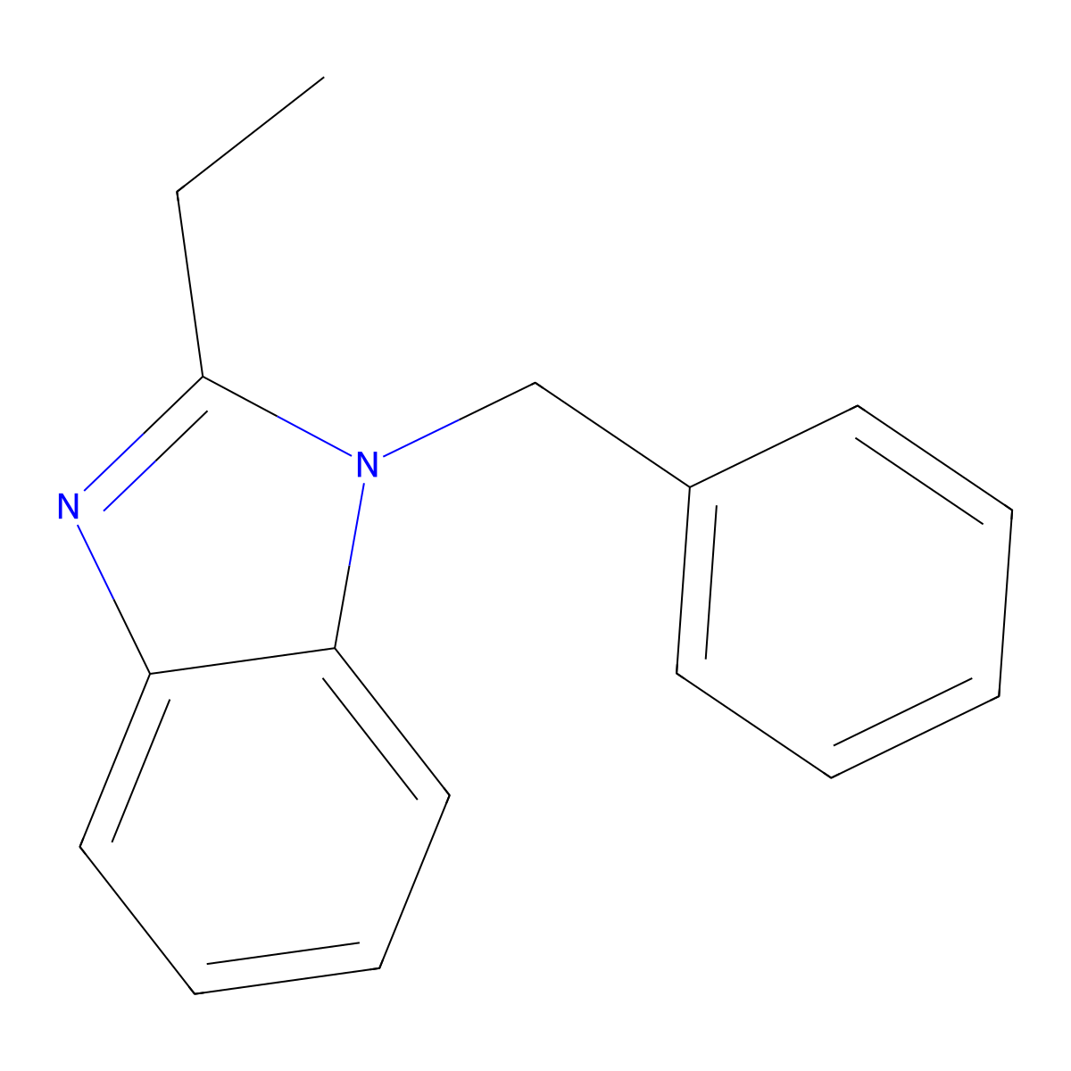 1-benzyl-2-ethyl-1H-1,3-benzodiazole molecular structure, CAS 23982-79-8