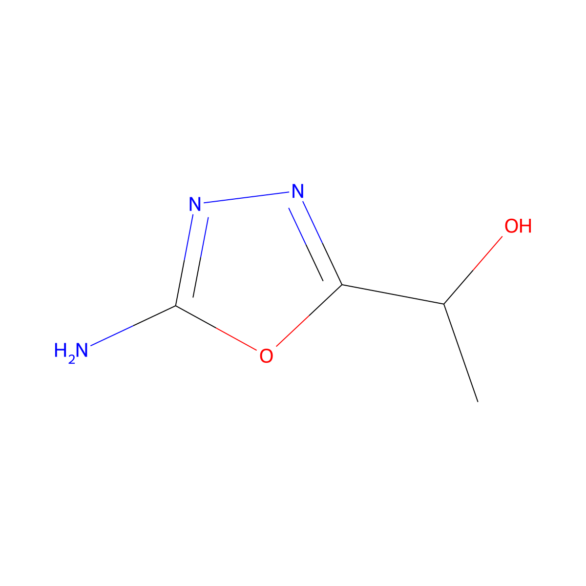 1-(5-Amino-1,3,4-oxadiazol-2-yl)ethan-1-ol molecular structure, CAS 23982-95-8