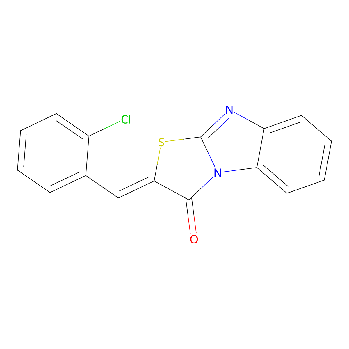 Thiazolo(3,2-a)benzimidazol-3(2H)-one, 2-((2-chlorophenyl)methylene)- molecular structure, CAS 23983-05-3