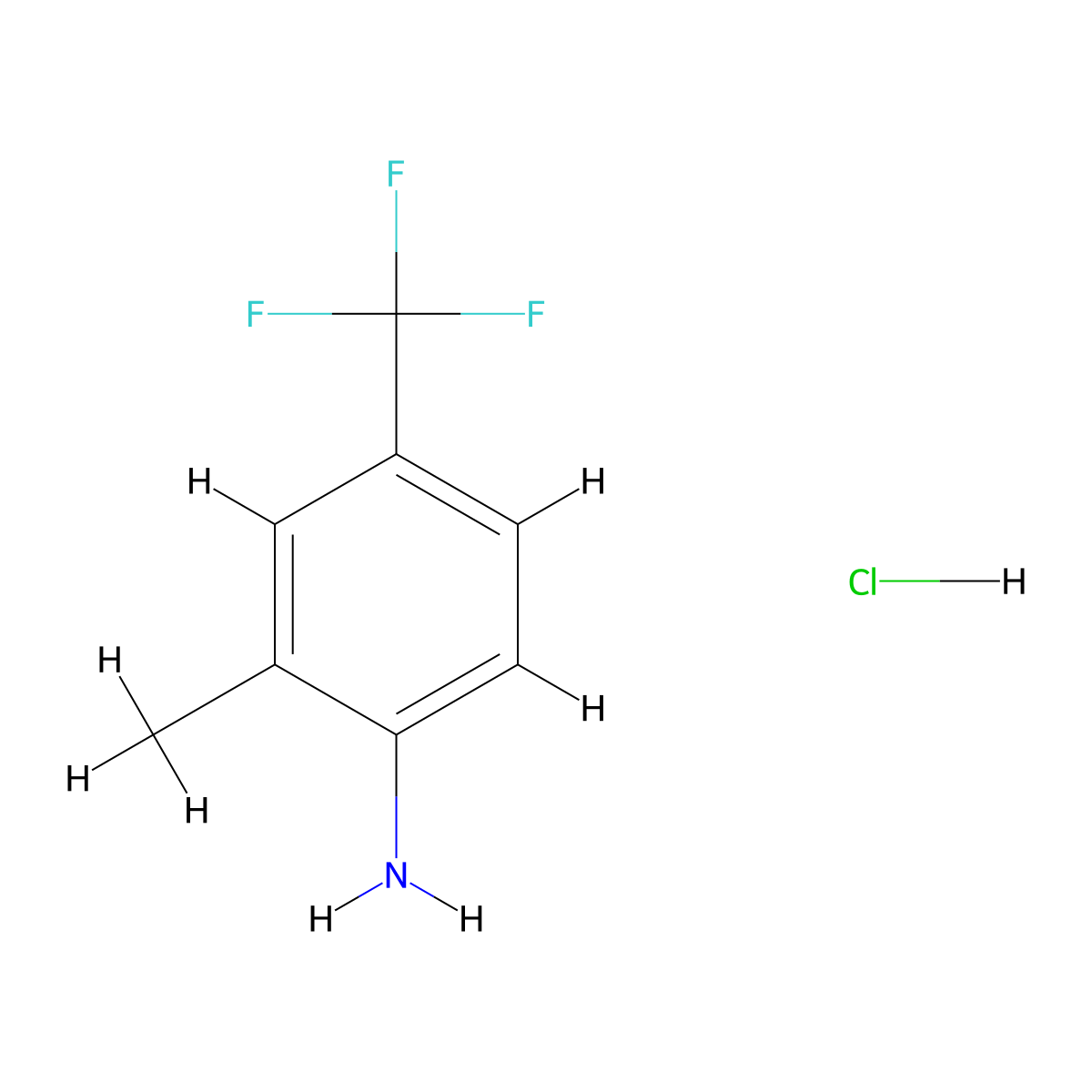 2-Methyl-4-(trifluoromethyl)aniline hydrochloride molecular structure, CAS 23984-80-7