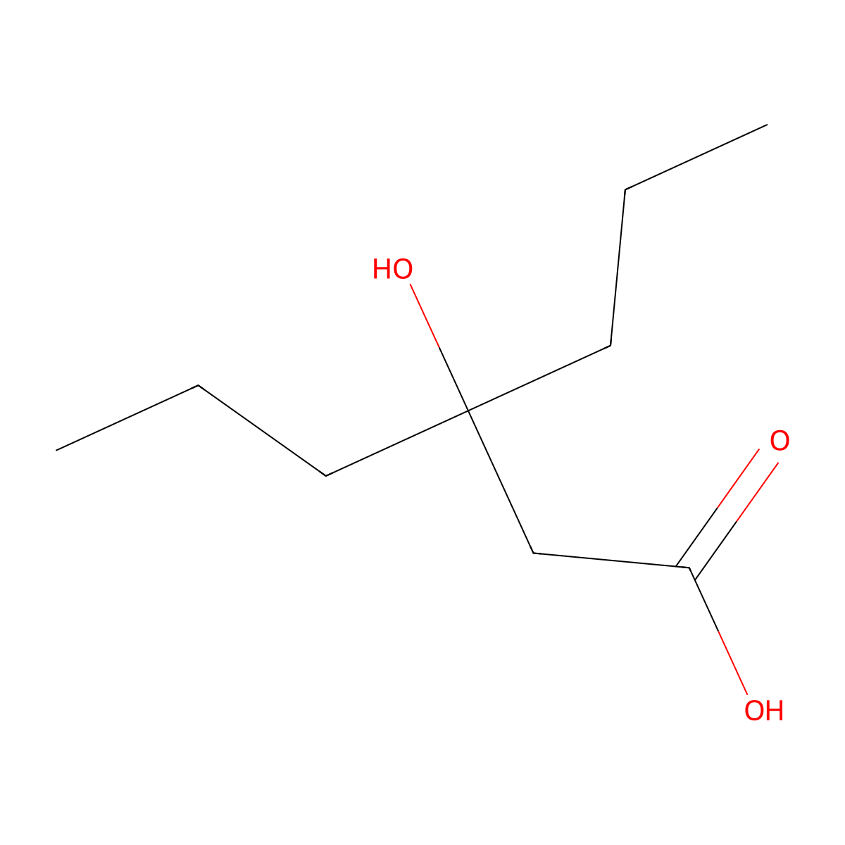3-Hydroxy-3-propylhexanoic acid molecular structure, CAS 23985-60-6