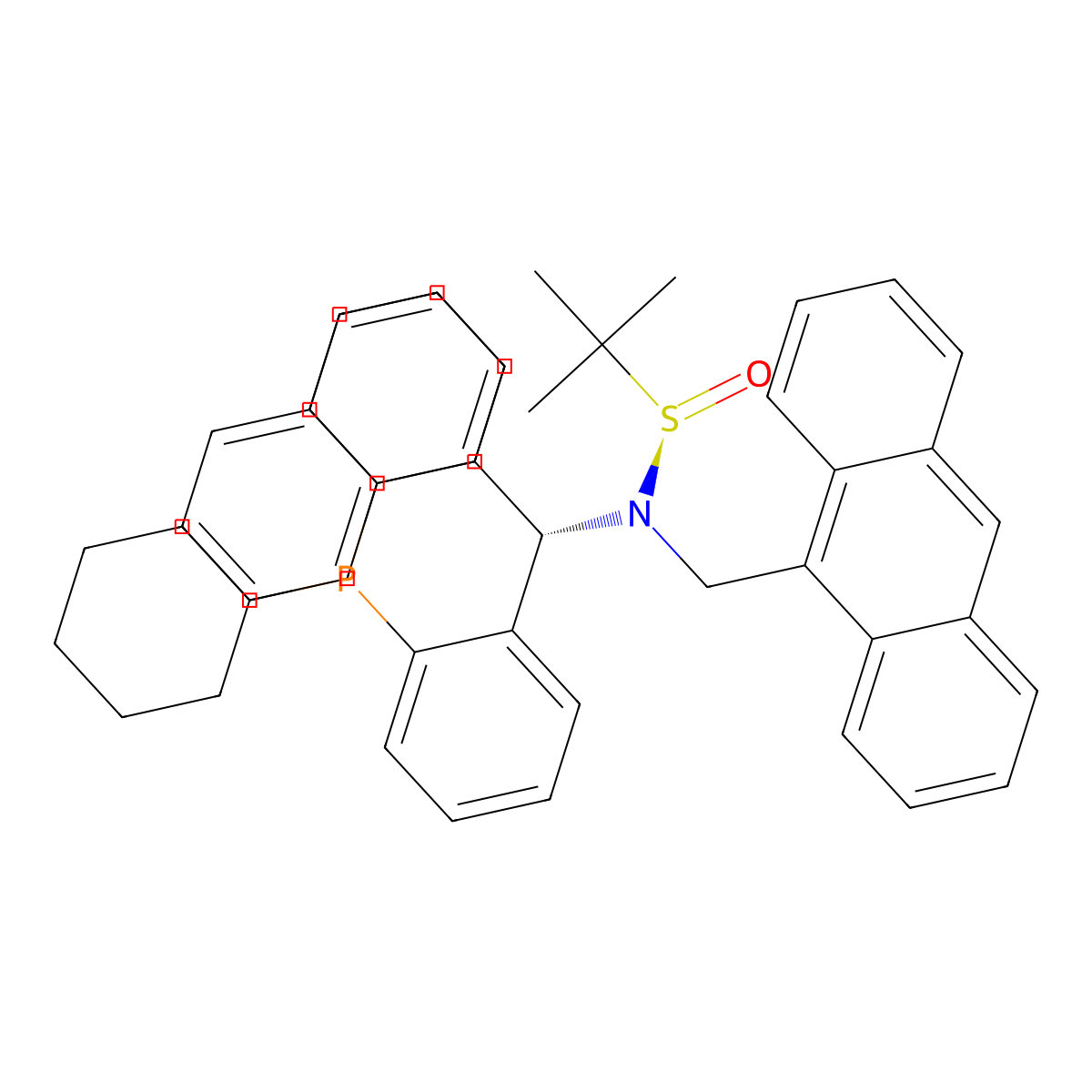 (R)-N-(Anthracen-9-ylmethyl)-N-((S)-(2-(dicyclohexylphosphanyl)phenyl)(naphthalen-1-yl)methyl)-2-methylpropane-2-sulfinamide molecular structure, CAS 2398533-78-1