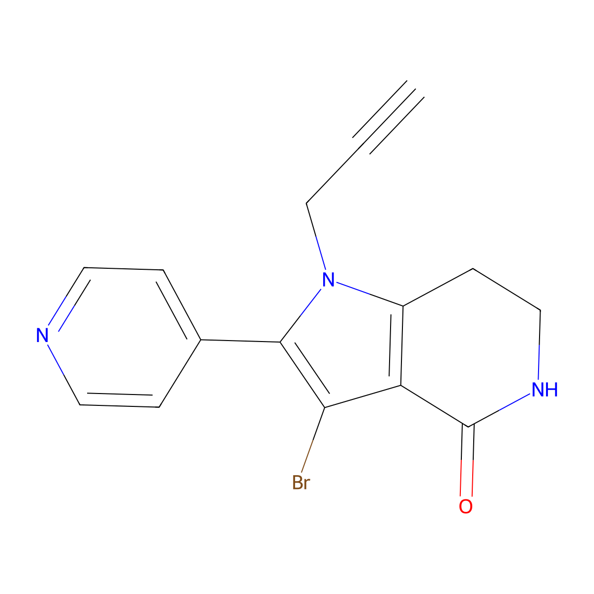 3-Bromo-1-(prop-2-yn-1-yl)-2-(pyridin-4-yl)-1,5,6,7-tetrahydro-4H-pyrrolo[3,2-c]pyridin-4-one molecular structure, CAS 2398689-93-3
