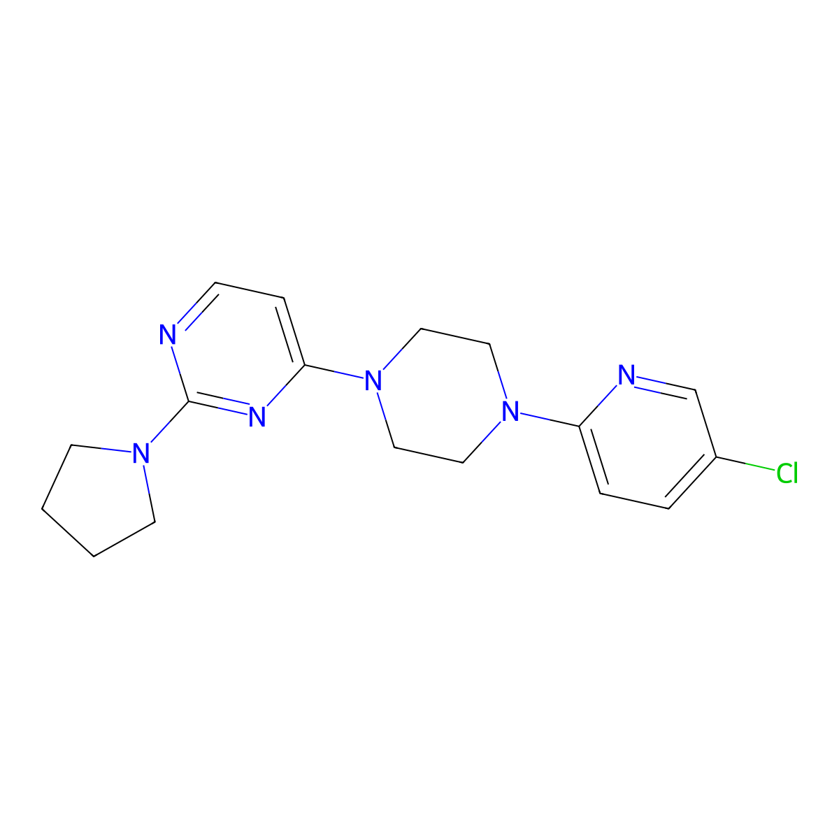 4-[4-(5-Chloropyridin-2-yl)piperazin-1-yl]-2-(pyrrolidin-1-yl)pyrimidine molecular structure, CAS 2399203-53-1