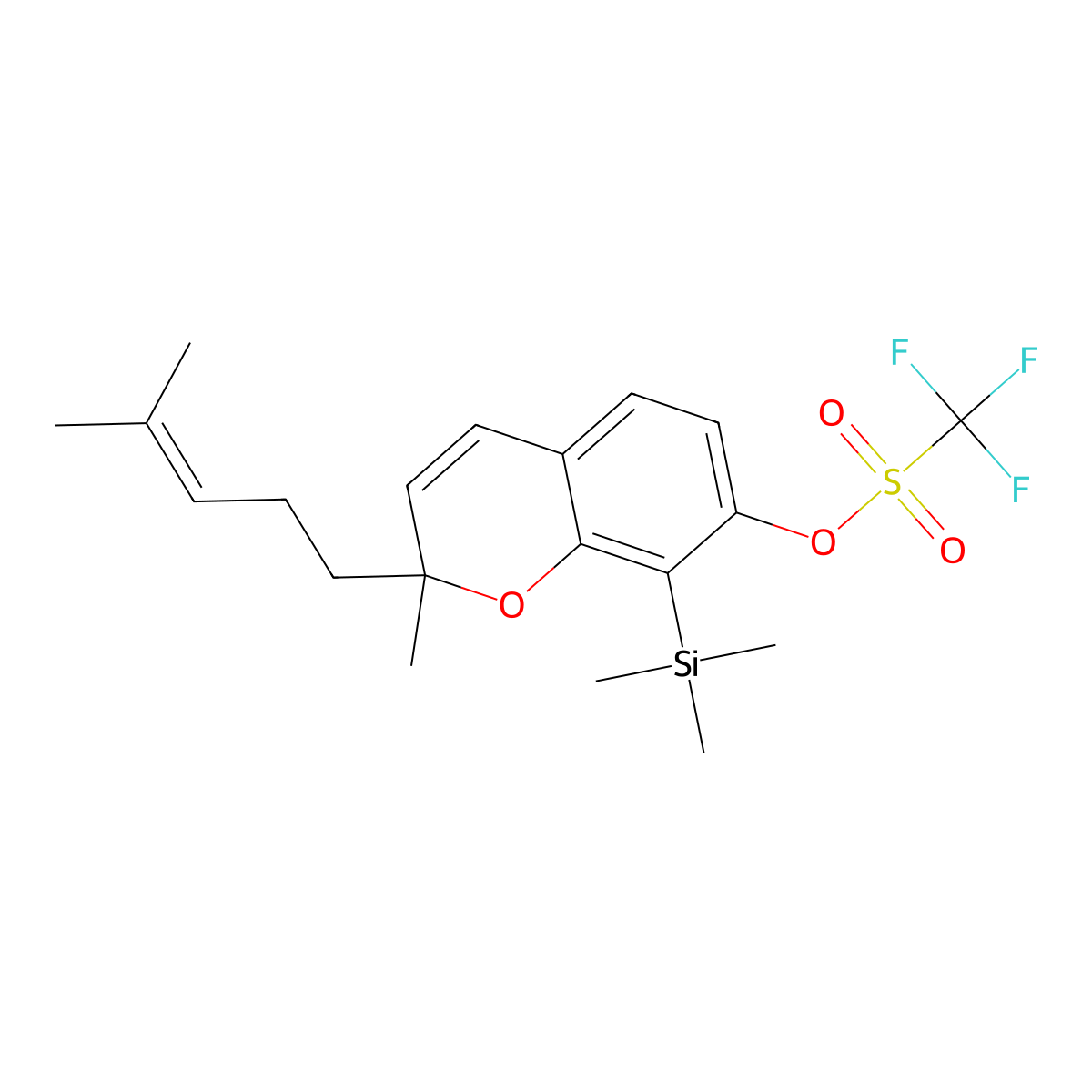 2-Methyl-2-(4-methylpent-3-en-1-yl)-8-(trimethylsilyl)chromen-7-yl trifluoromethanesulfonate molecular structure, CAS 2399451-76-2
