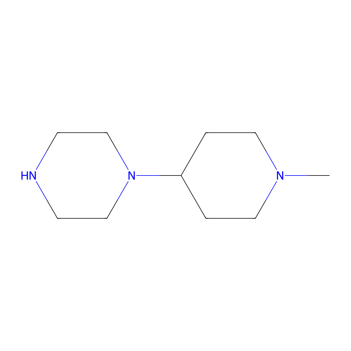1-(1-Methyl-4-piperidinyl)piperazine molecular structure, CAS 23995-88-2